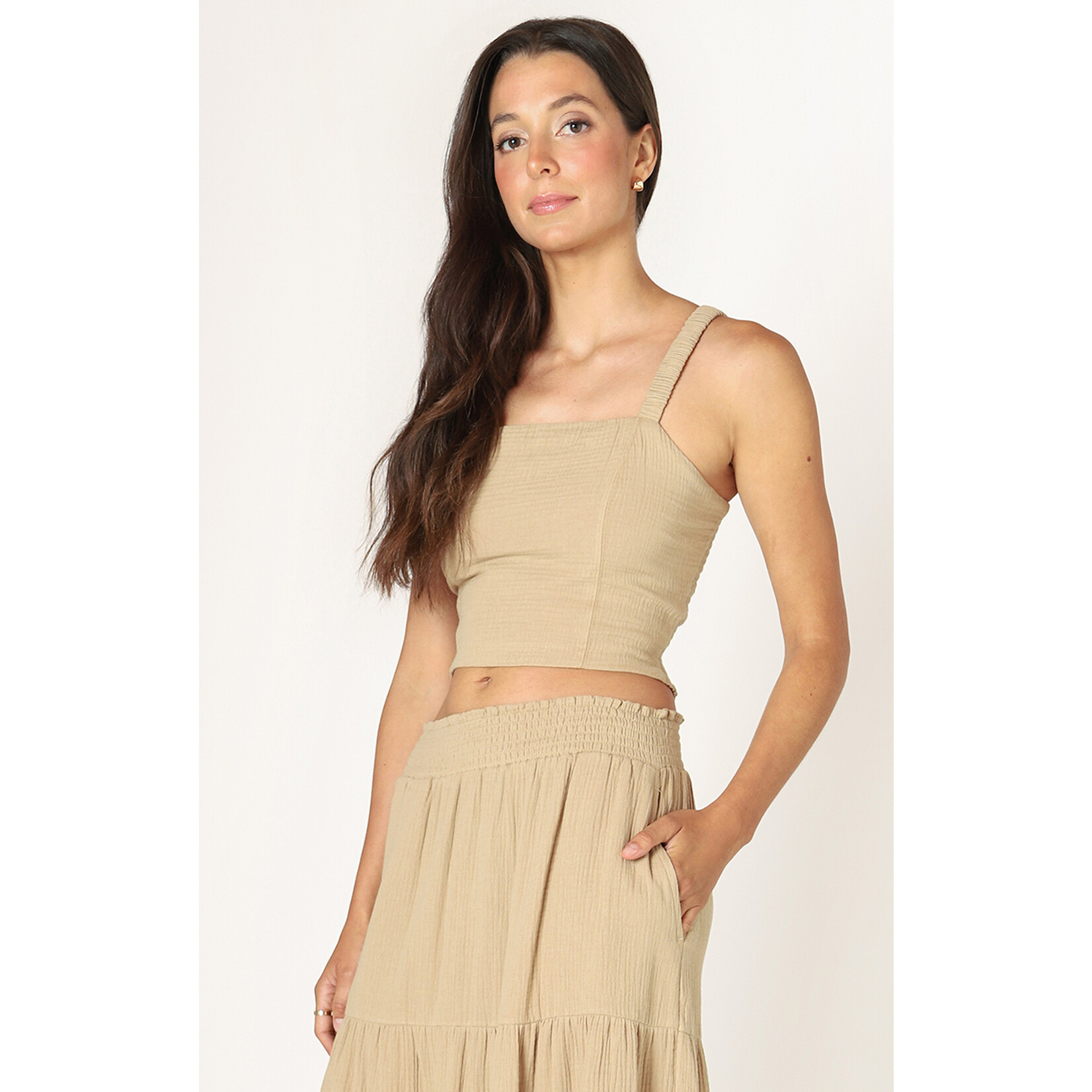 Dex Smocked Textured Tank
