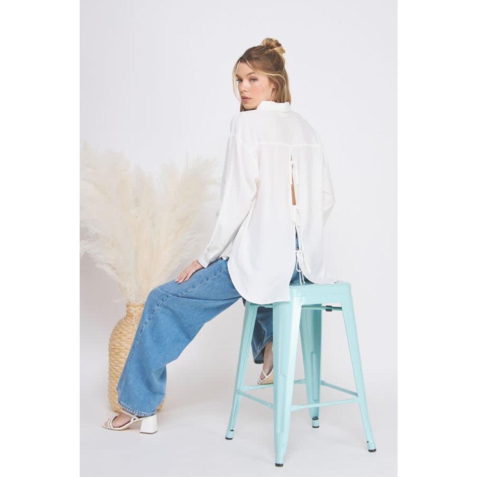 Allie Rose AR White Bow Back Top