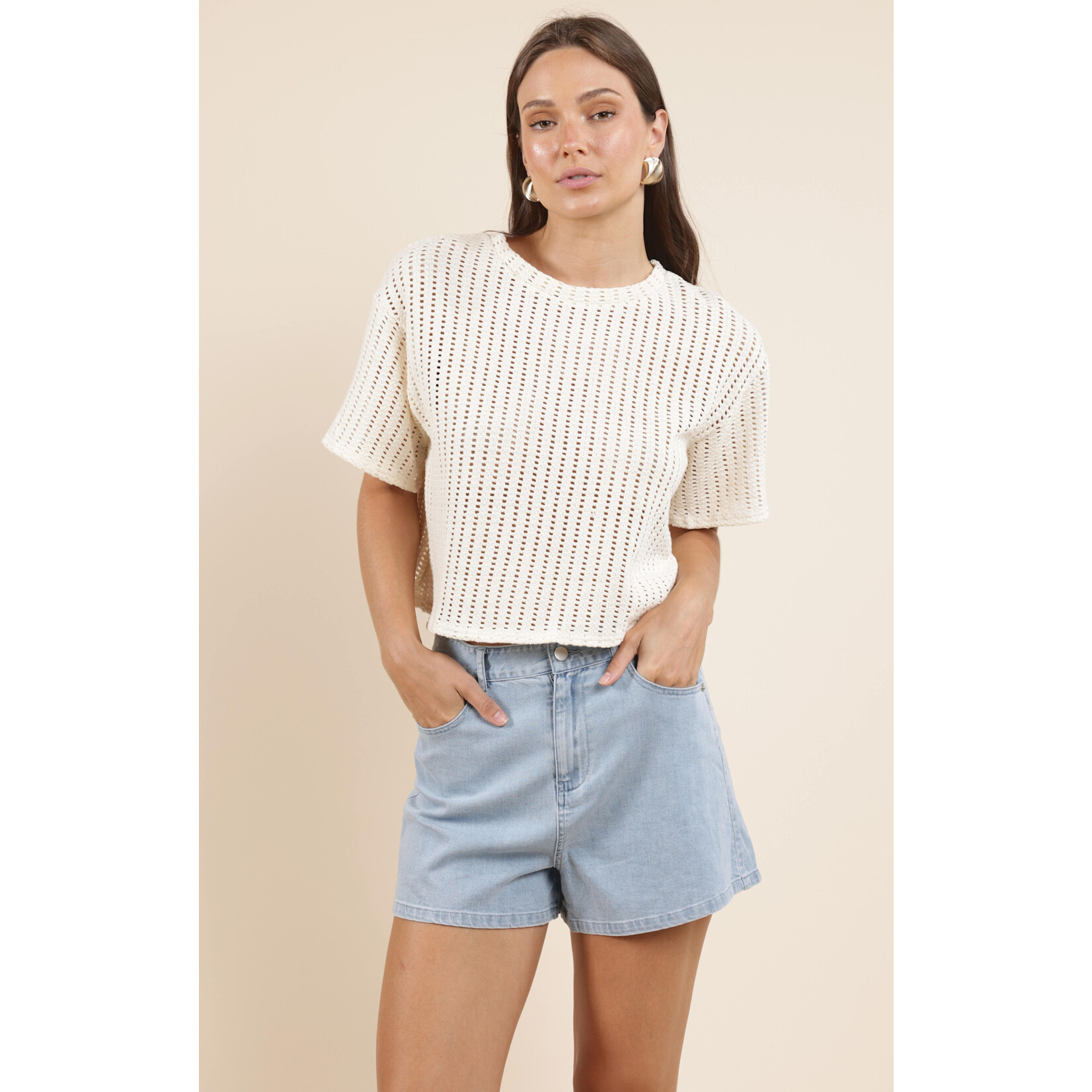 Sadie Sage SS Open Knit Top