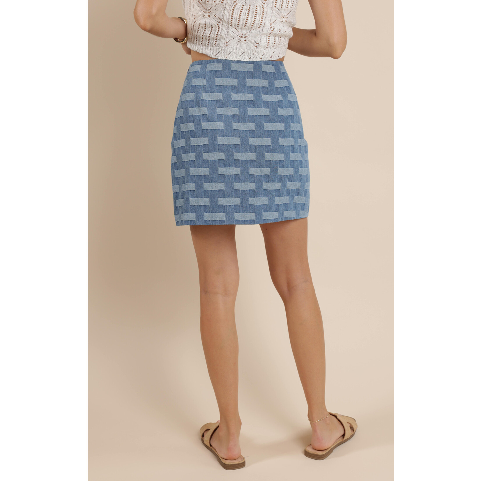 Sage The Label STL Crosshatched Denim Mini Skirt