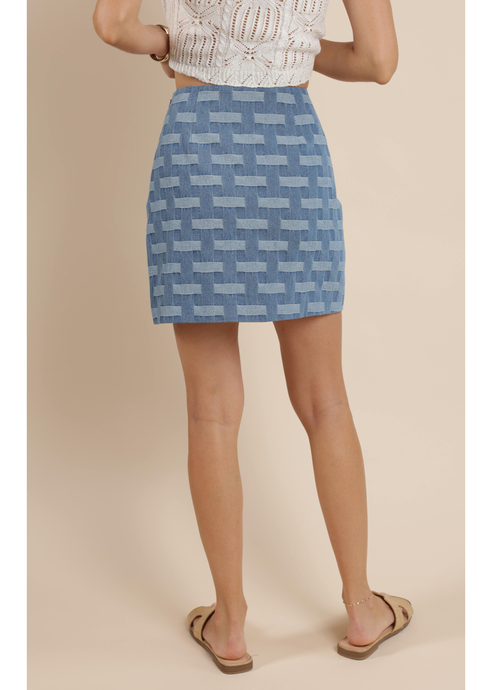 Sage The Label STL Crosshatched Denim Mini Skirt