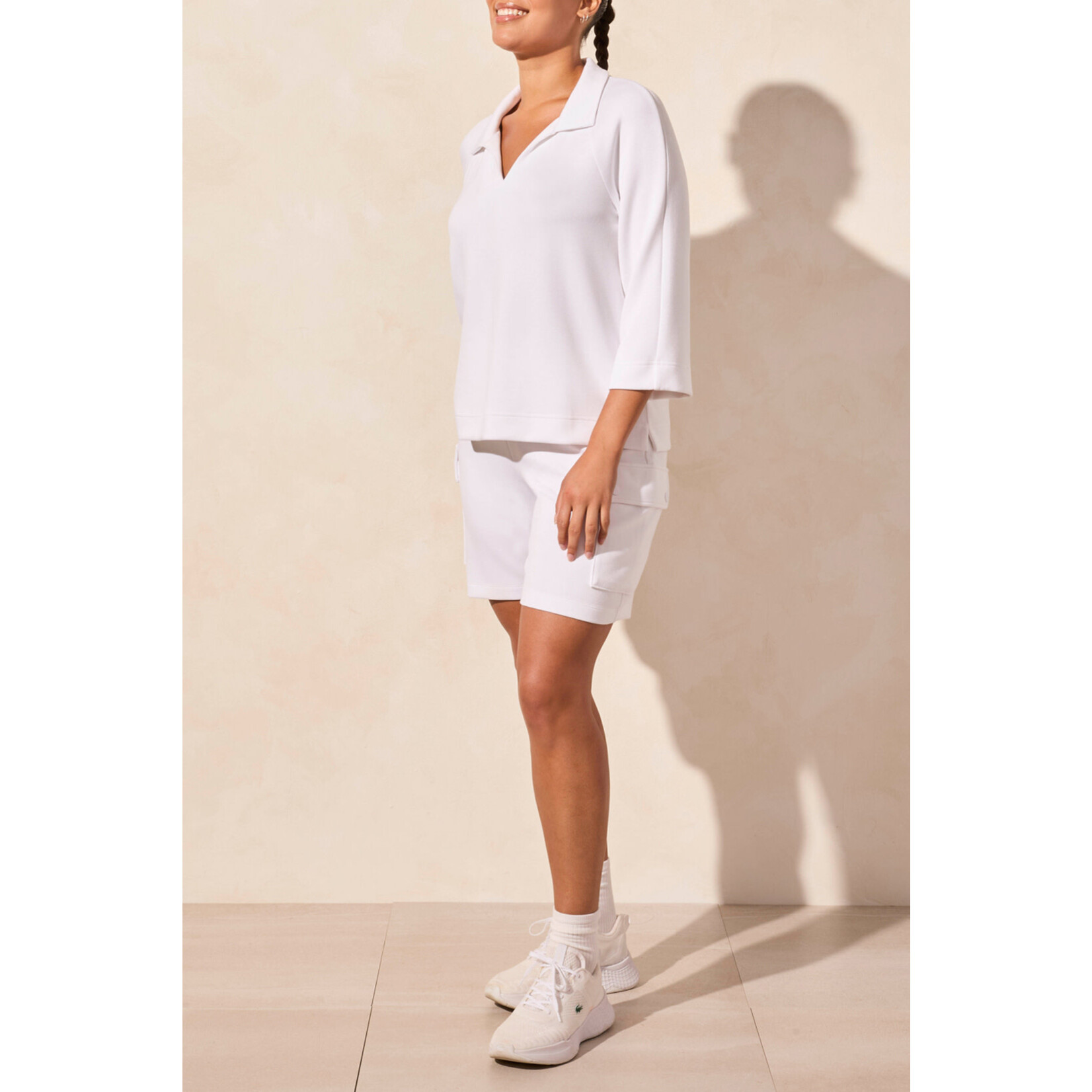 Tribal T White Scuba Side Slit Top