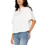 Liverpool White Shirred Button Blouse