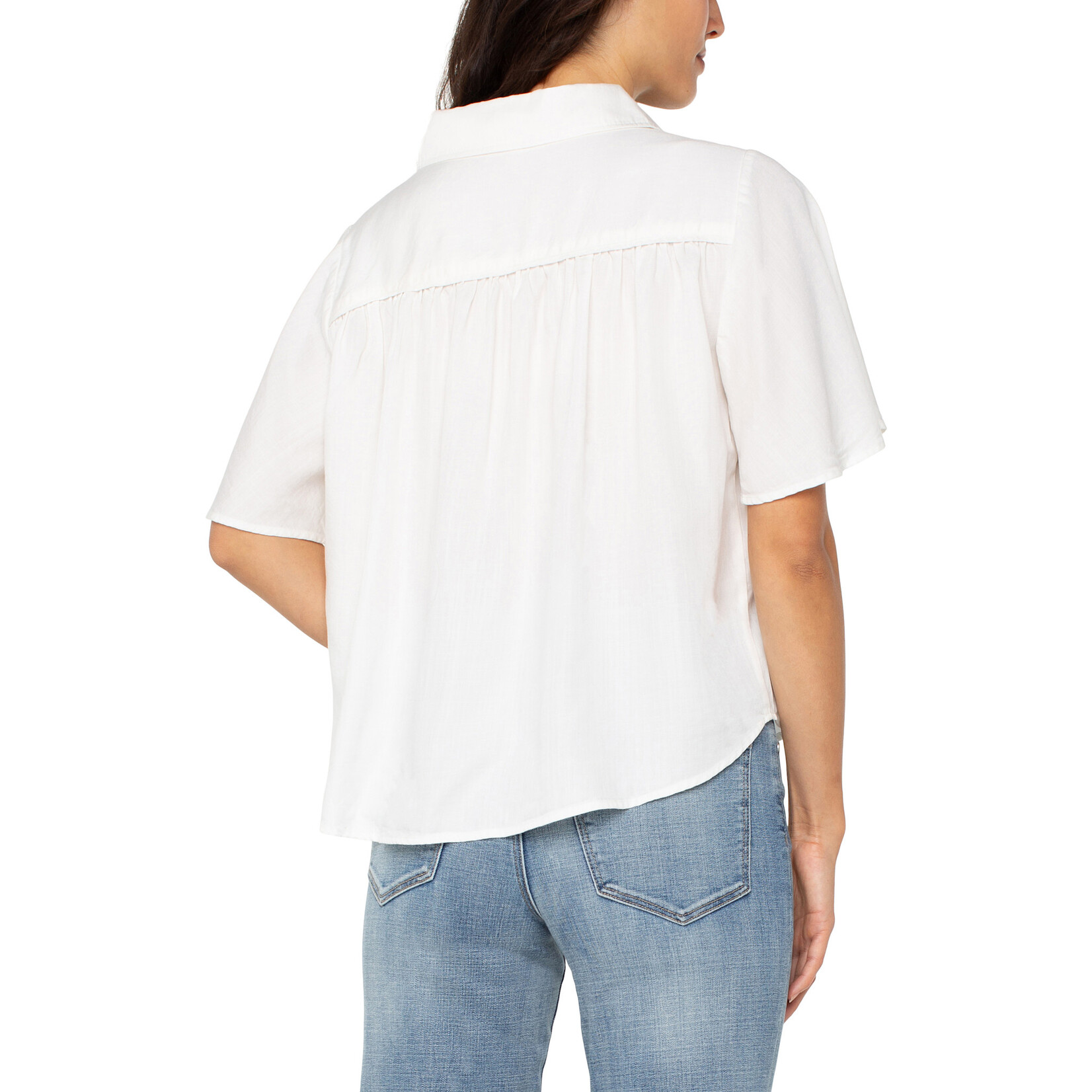 Liverpool LP White Shirred Button Blouse