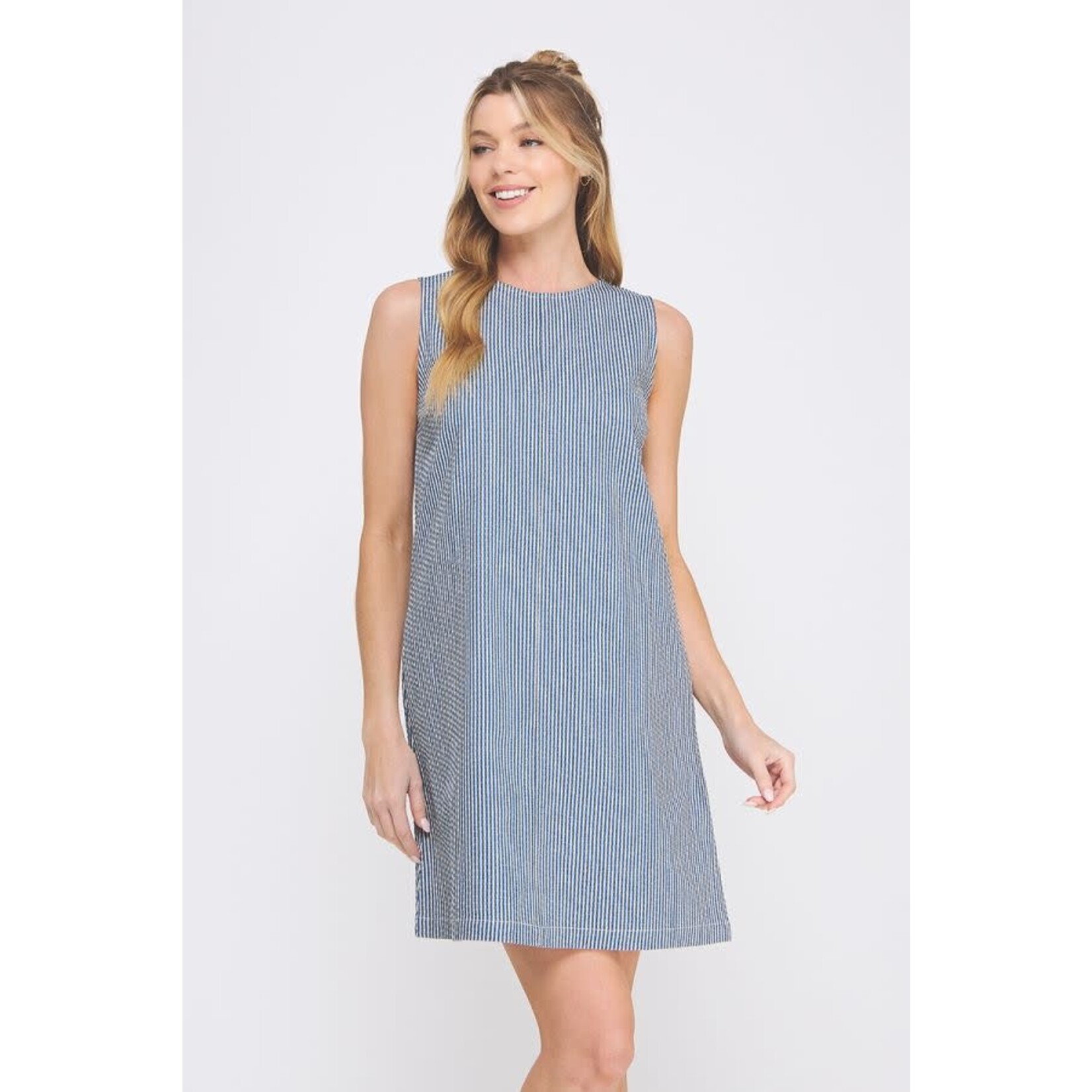 Allie Rose AR Navy Striped Shift Dress