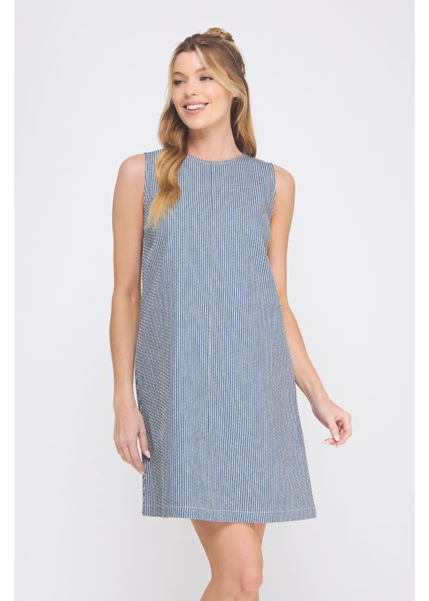 Allie Rose AR Navy Striped Shift Dress