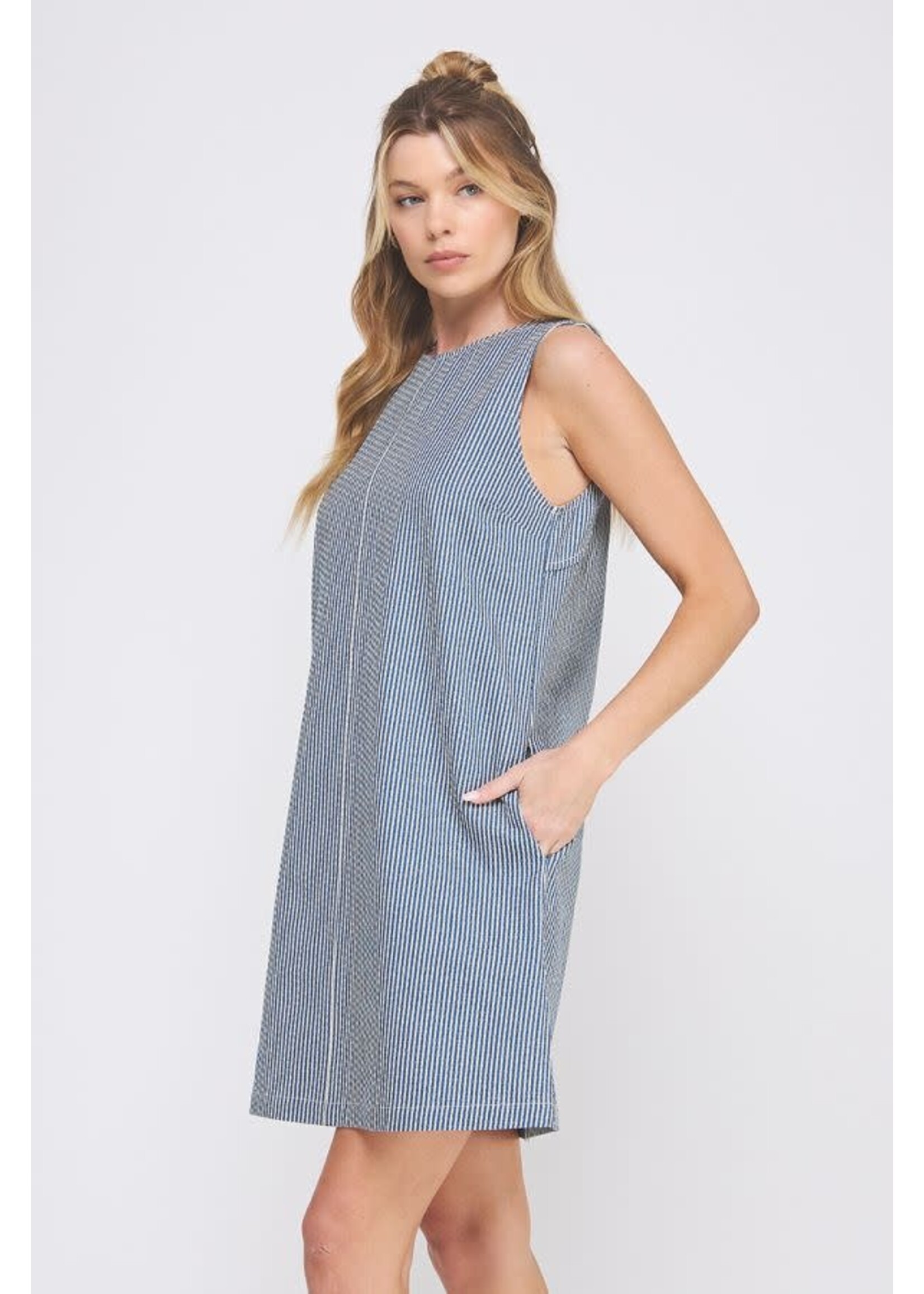 Allie Rose AR Navy Striped Shift Dress