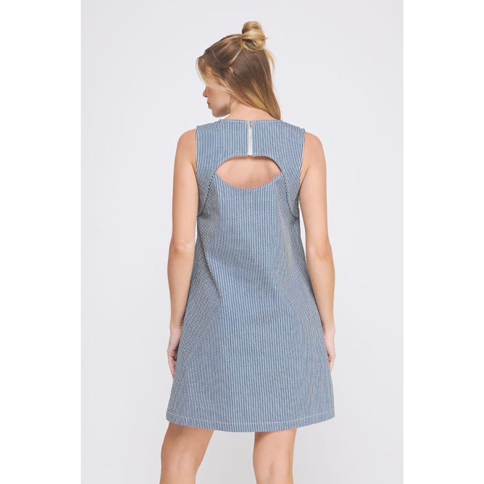 Allie Rose AR Navy Striped Shift Dress