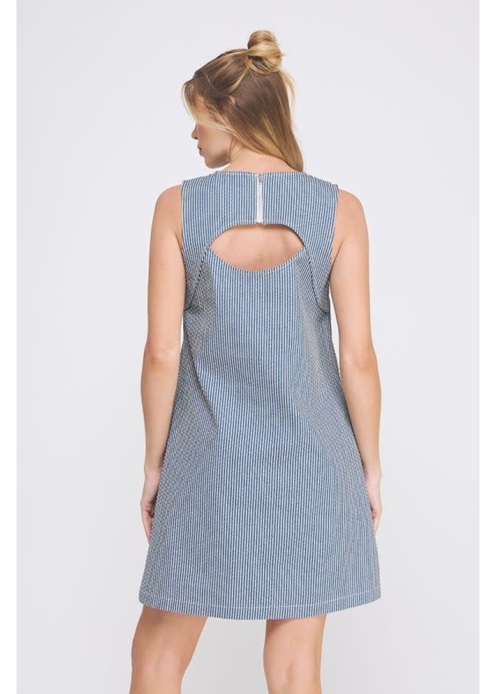Allie Rose AR Navy Striped Shift Dress