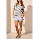 Tribal Blue Stripes Cap Sleeves Top