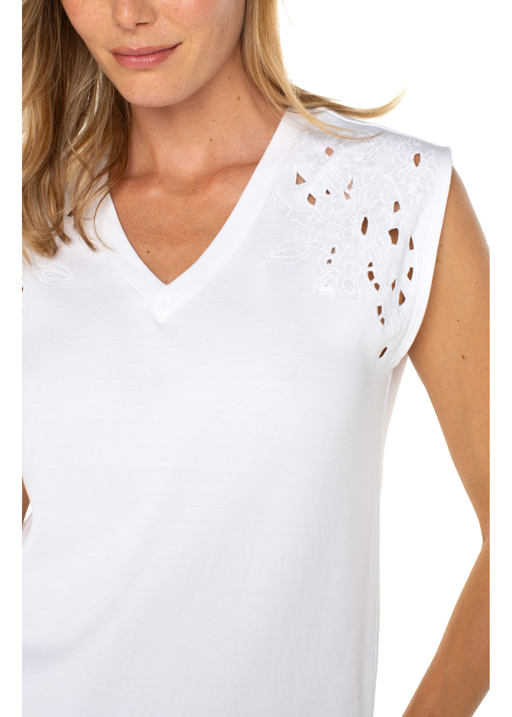 Liverpool LP White Cap Slv Top