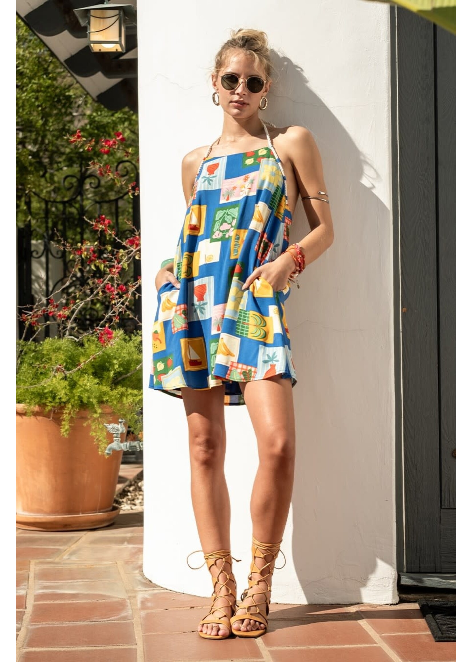 Illa Illa Illa Printed Halter Mini Dress