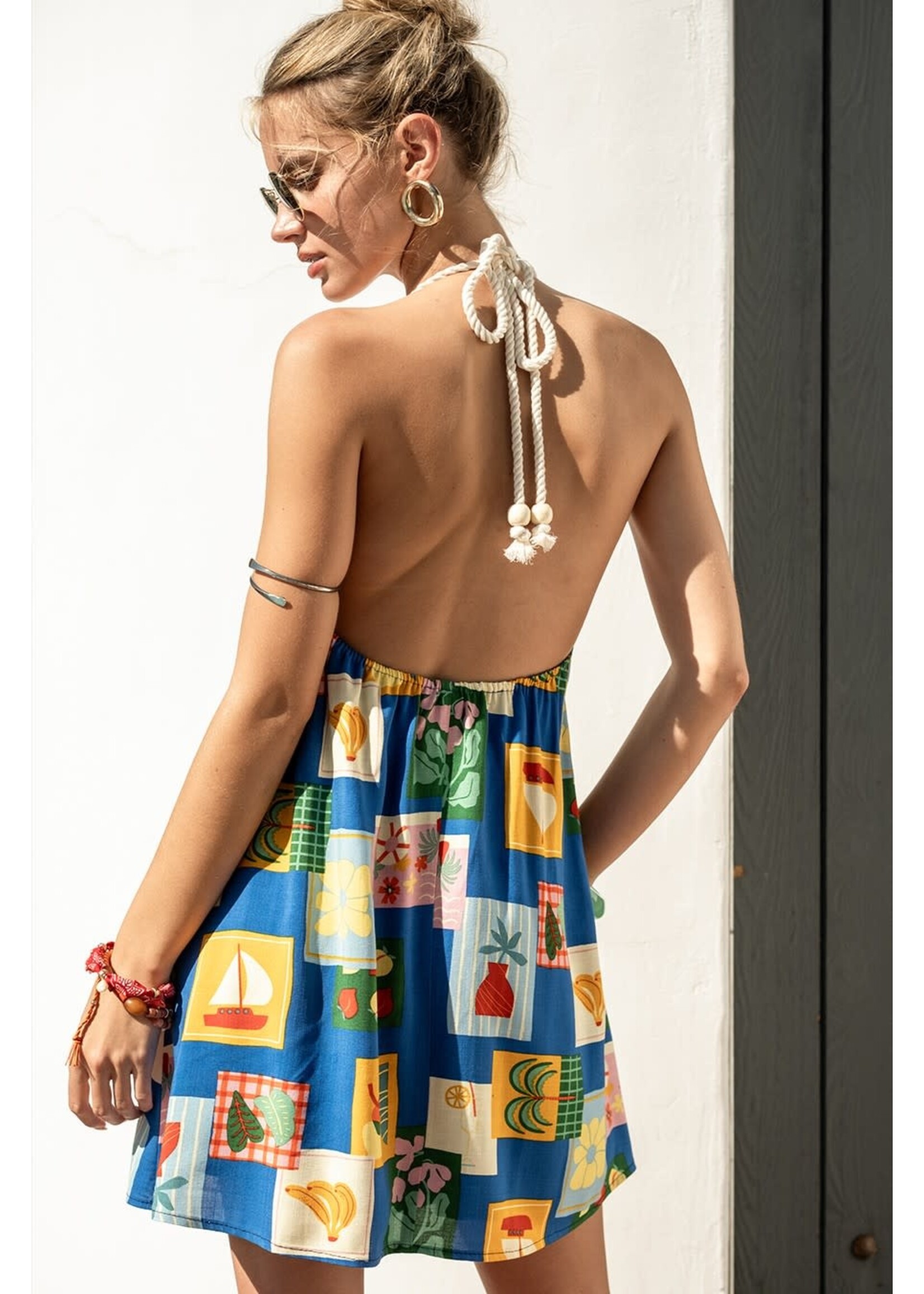 Illa Illa Illa Printed Halter Mini Dress