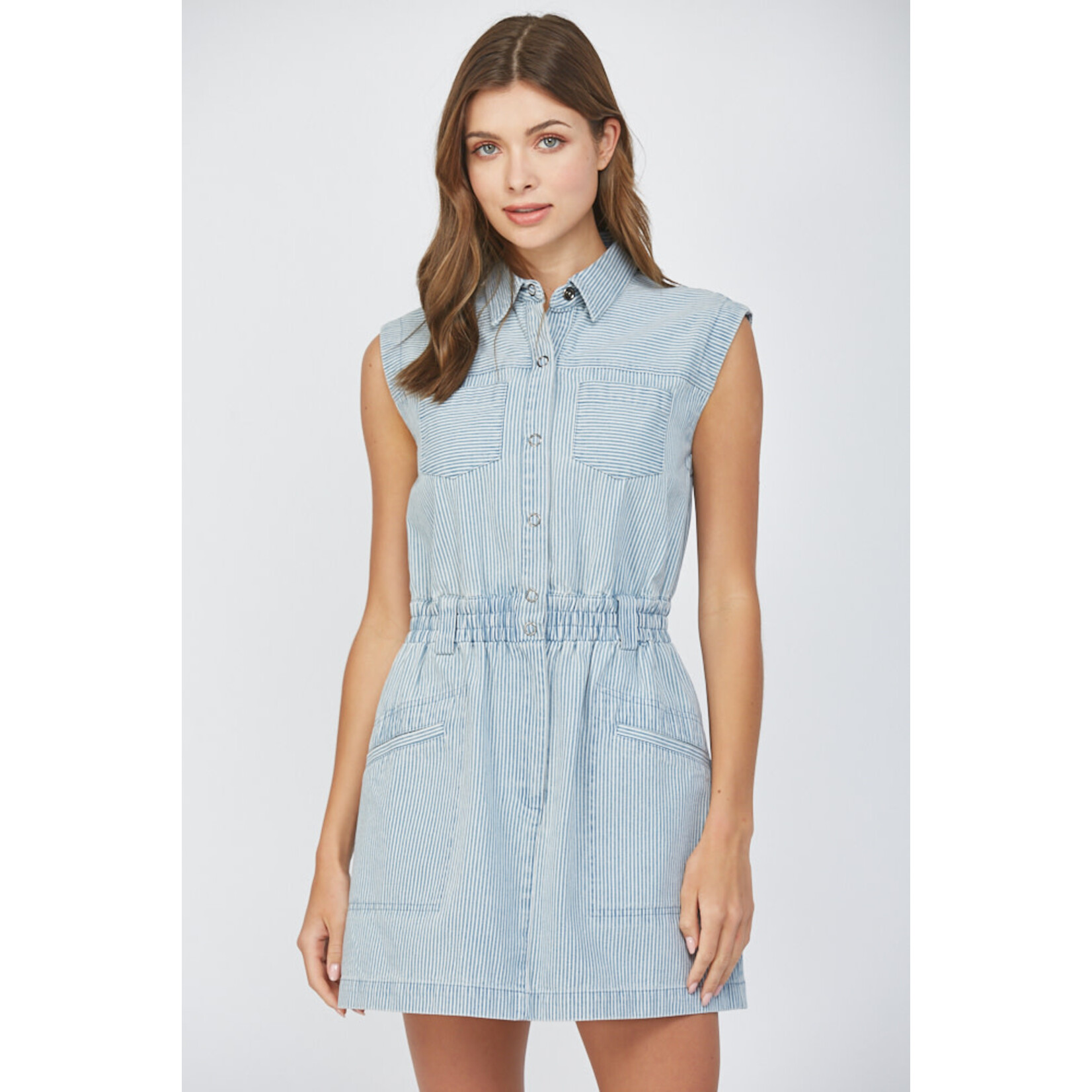 Fate F Striped Denim Dress