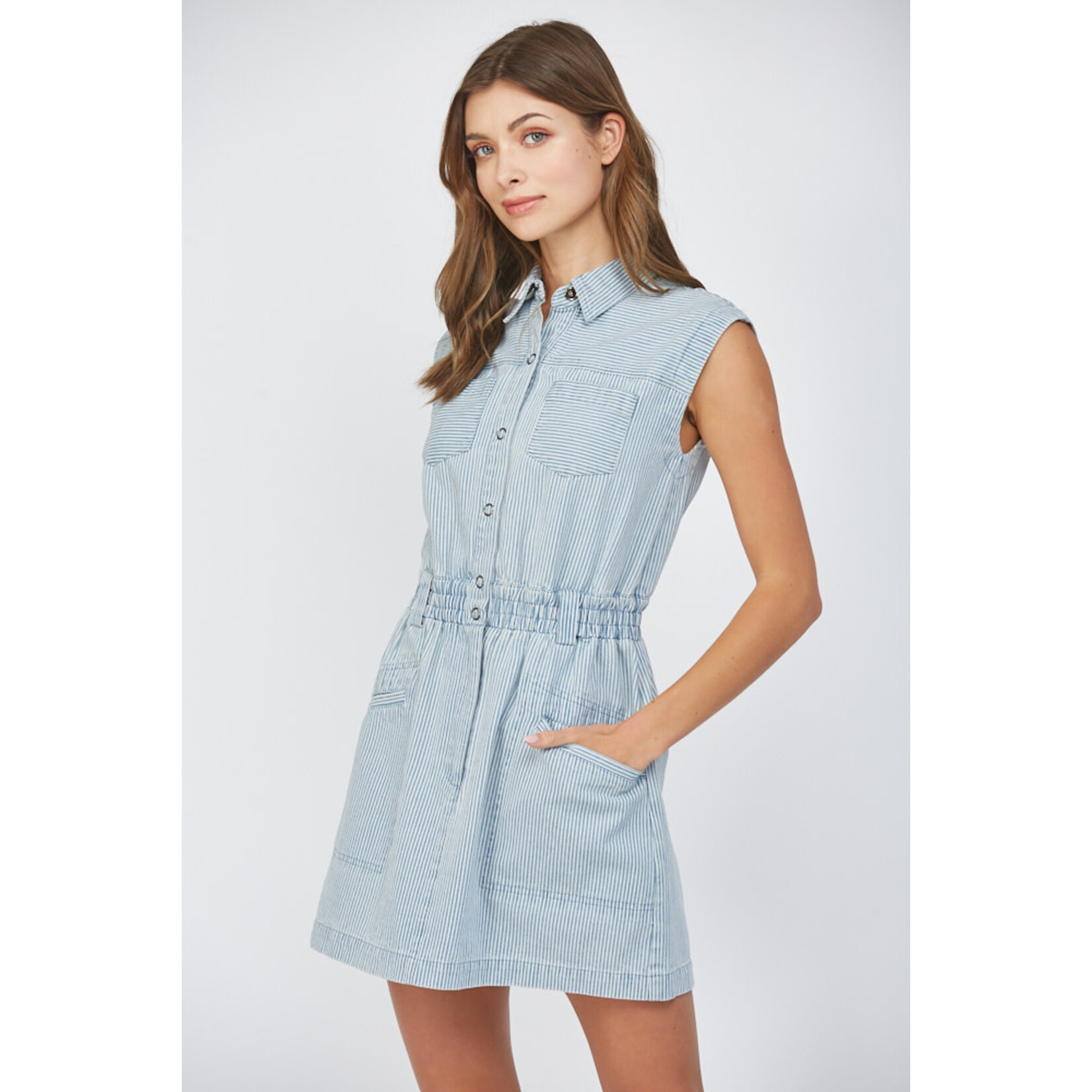 Fate F Striped Denim Dress