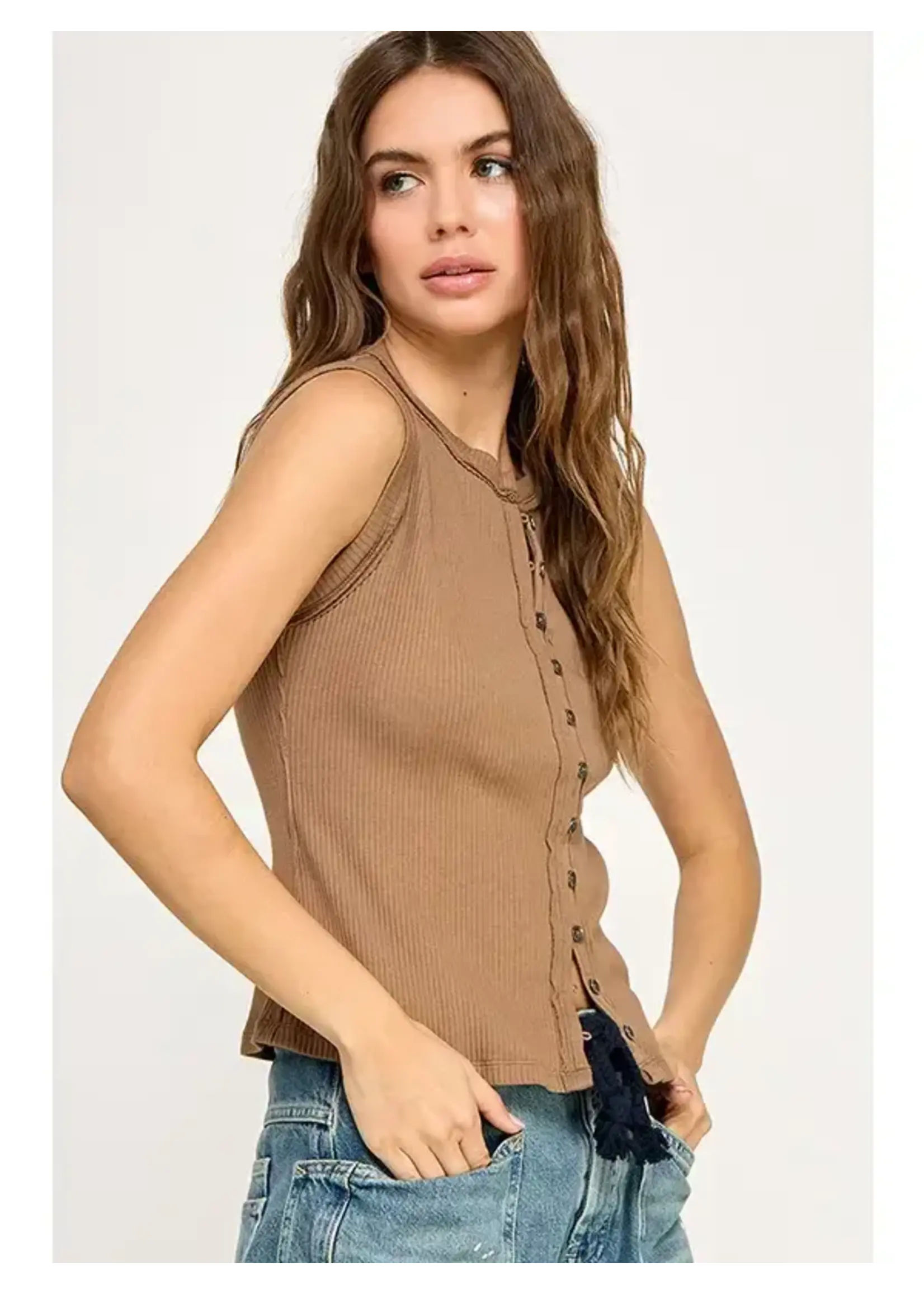 Miss Love ML Button Down Top