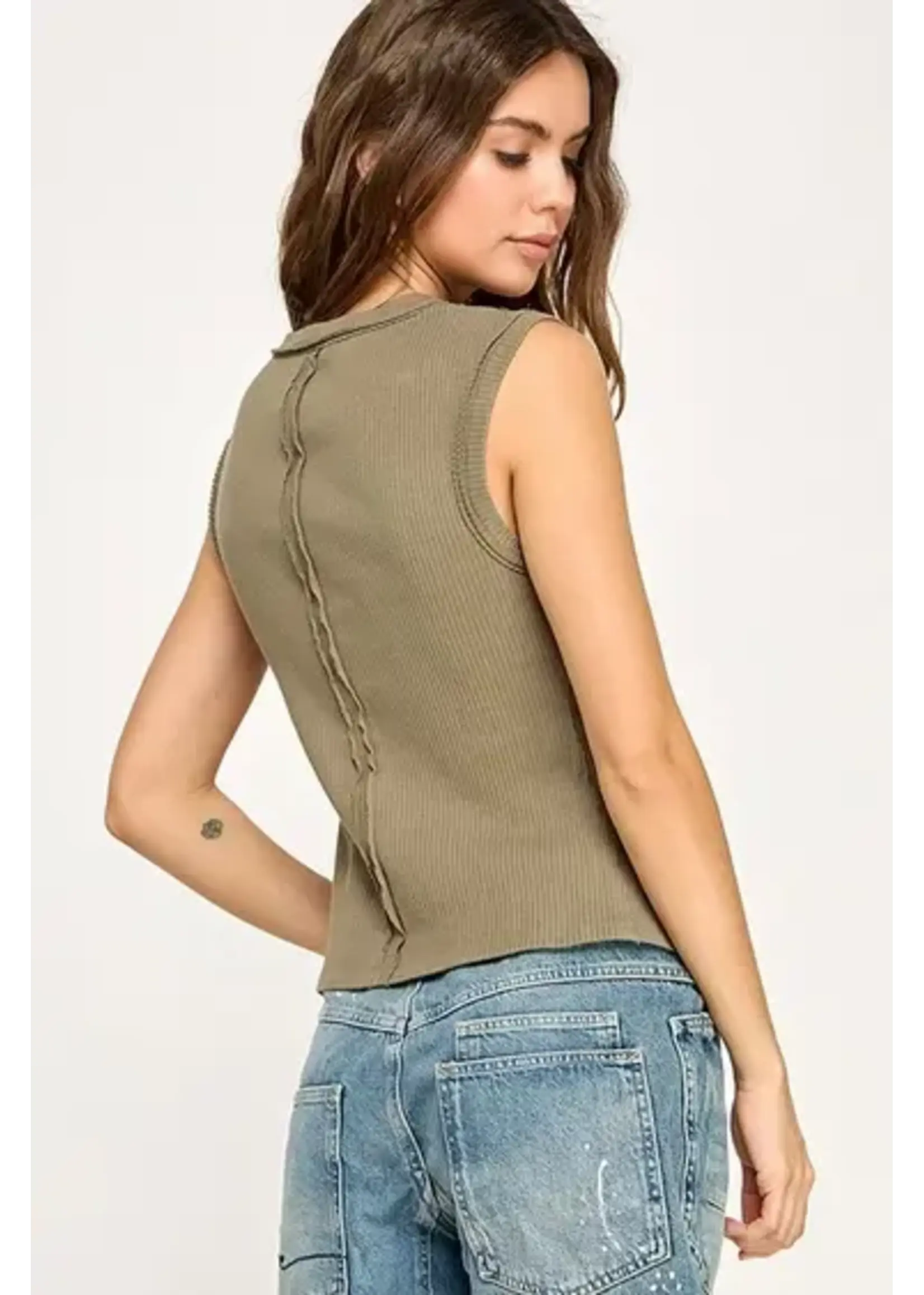 Miss Love ML Button Down Top