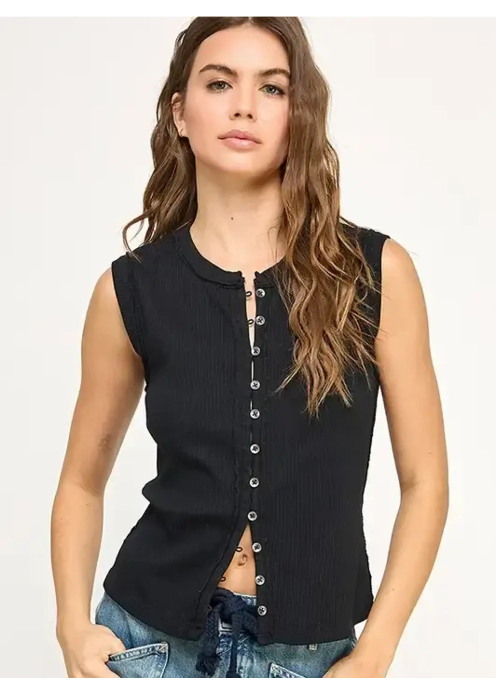 Miss Love ML Button Down Top