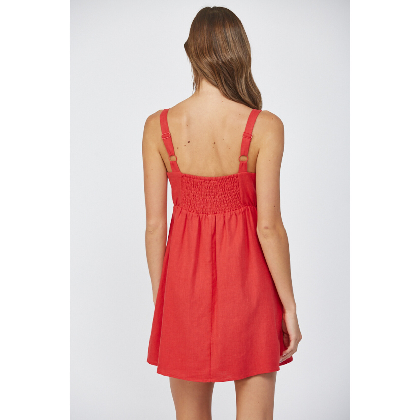 Fate F Linen Blend Front Bow Dress