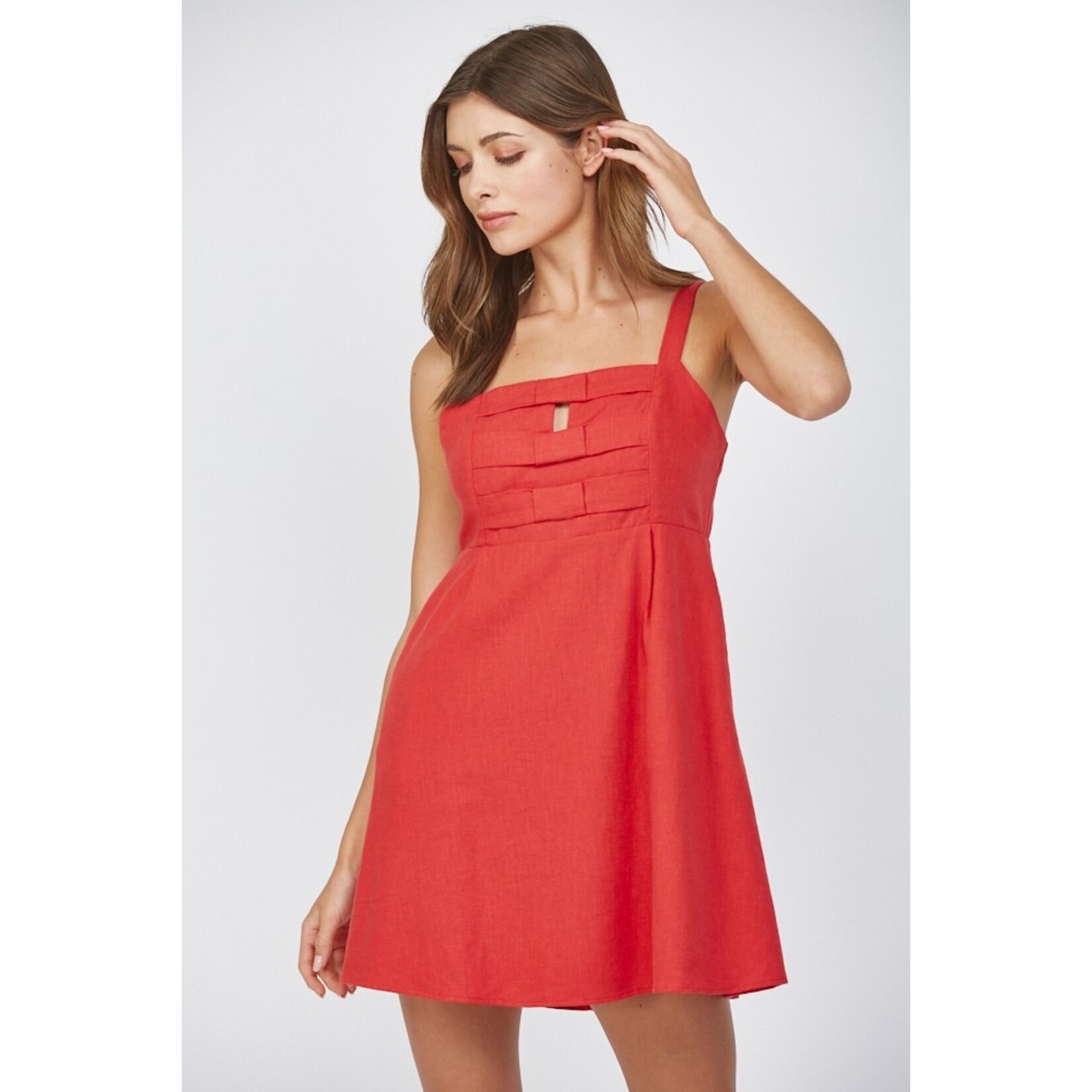 Fate F Linen Blend Front Bow Dress