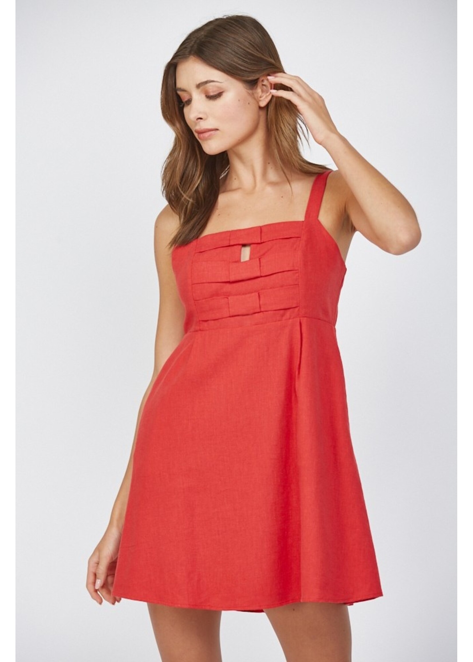 Fate F Linen Blend Front Bow Dress