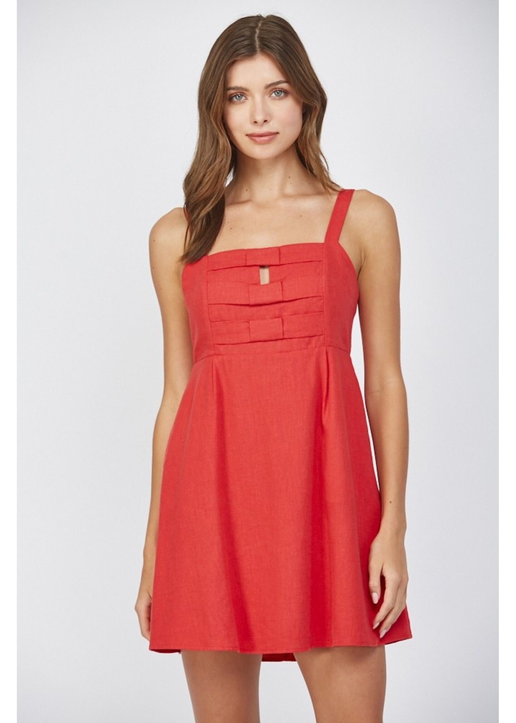 Fate F Linen Blend Front Bow Dress