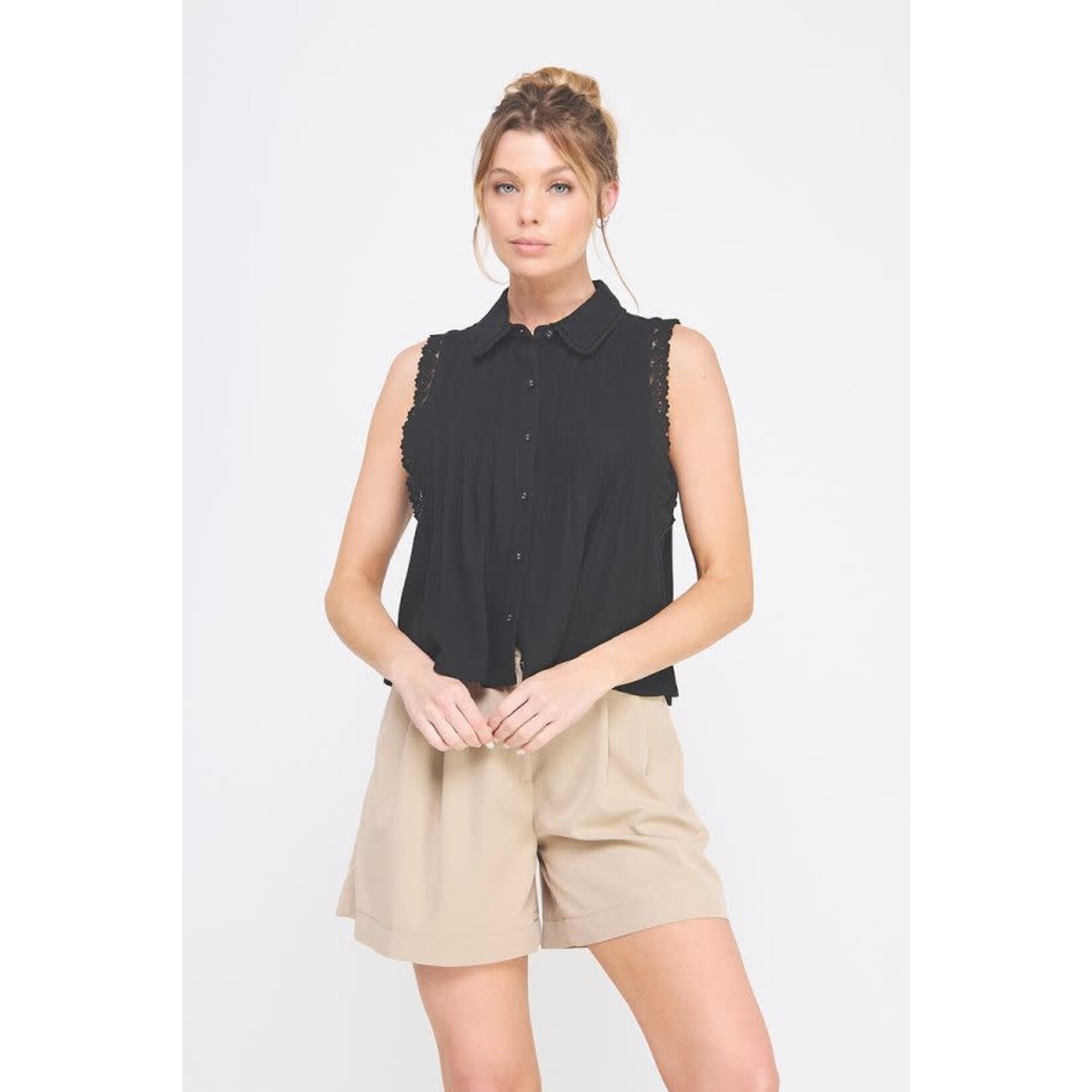 Allie Rose AR laced Slv  Button Down