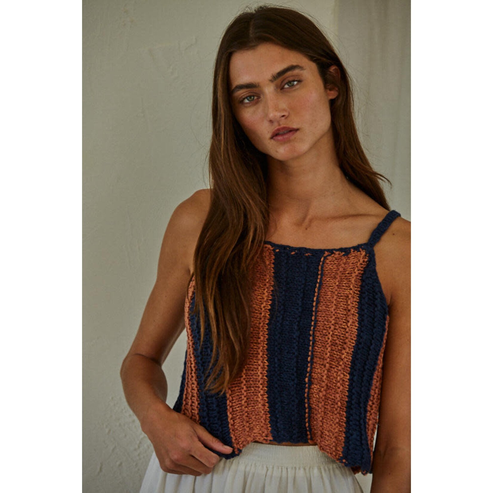 By together BT Navy & Camel Striped Tank