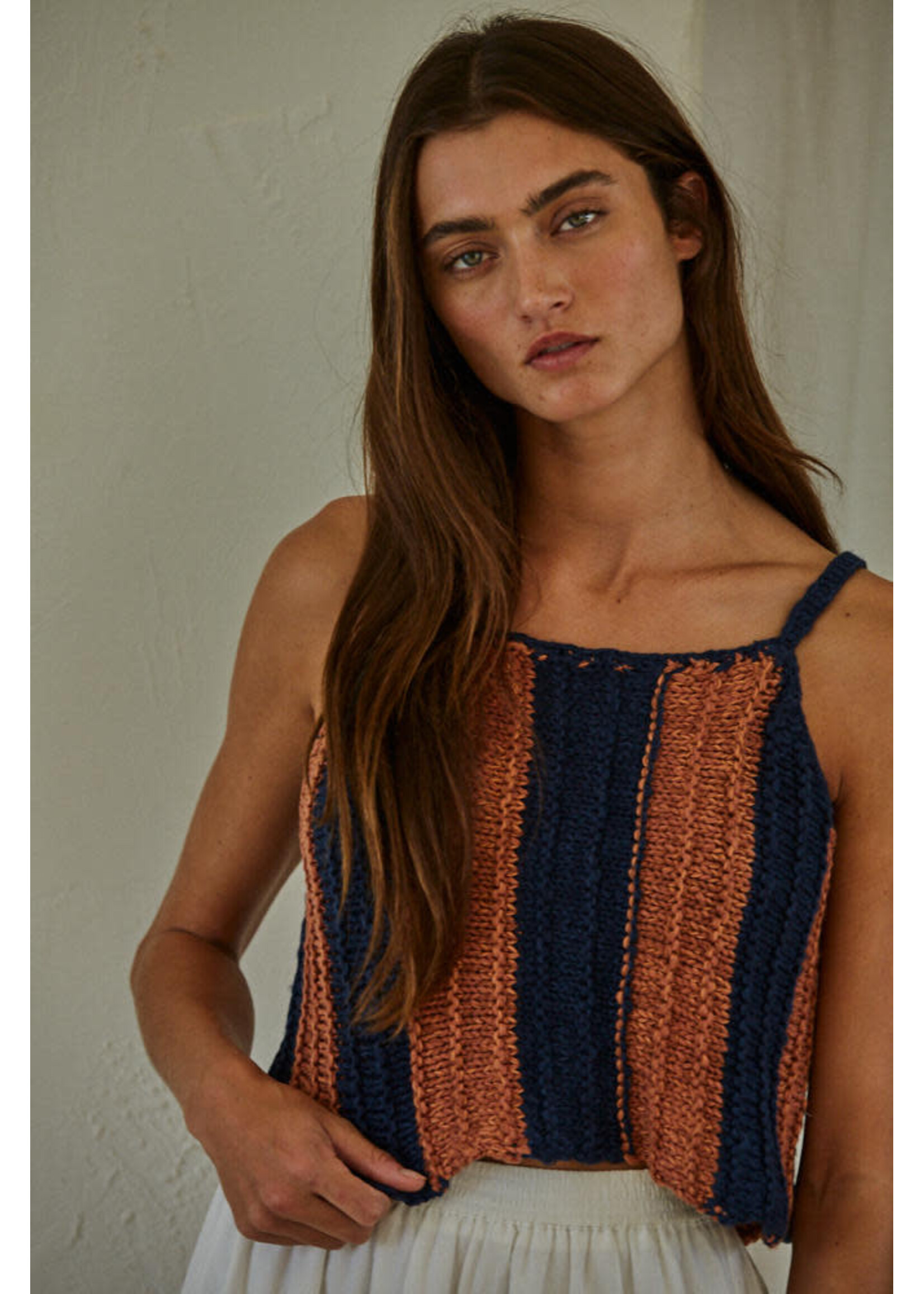 By together BT Navy & Camel Striped Tank