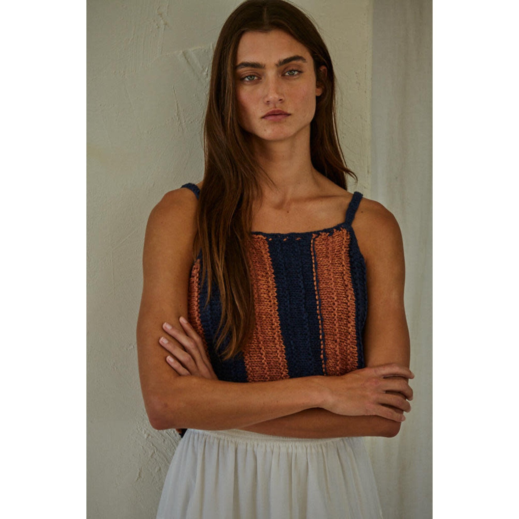 By together BT Navy & Camel Striped Tank