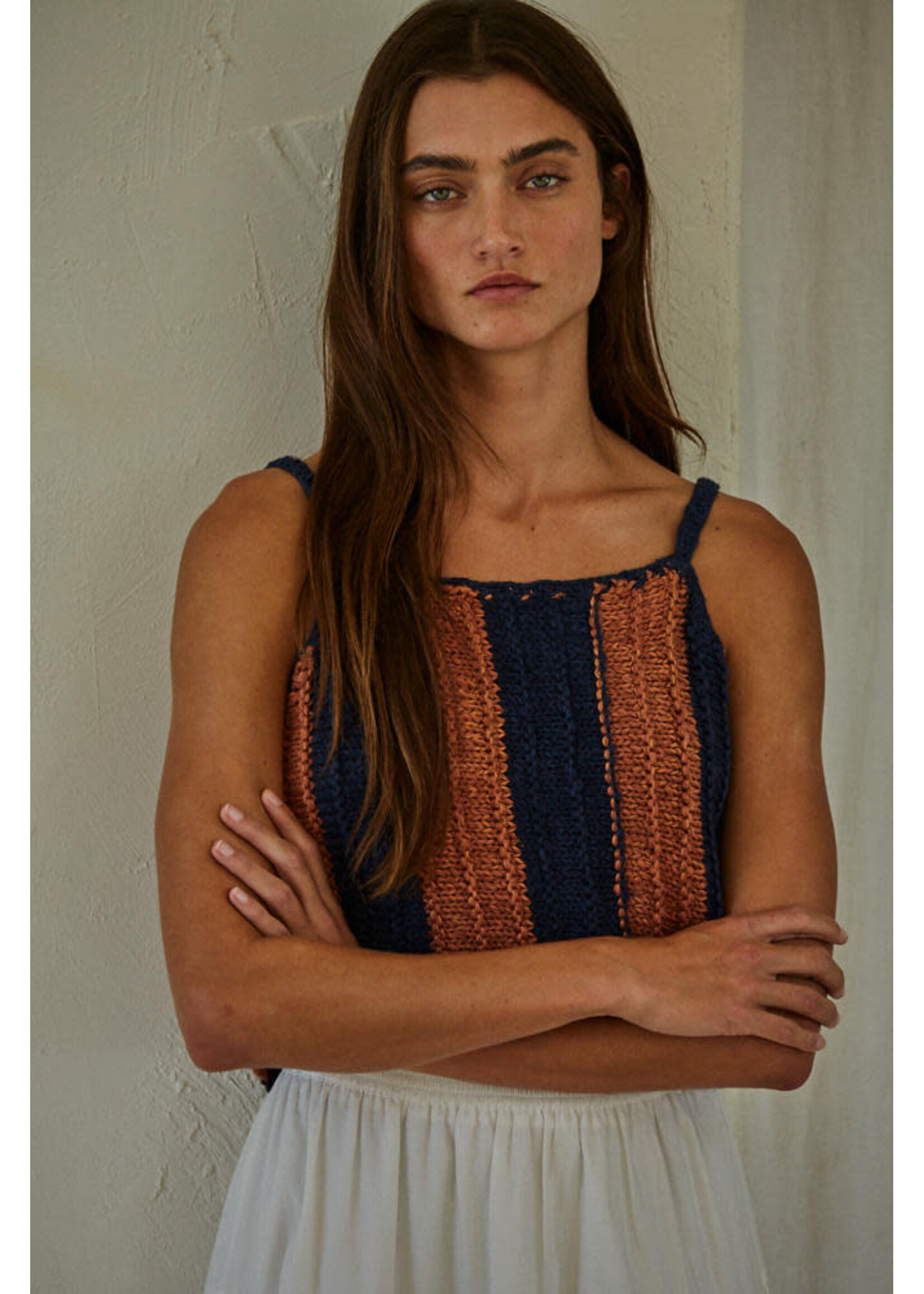 By together BT Navy & Camel Striped Tank