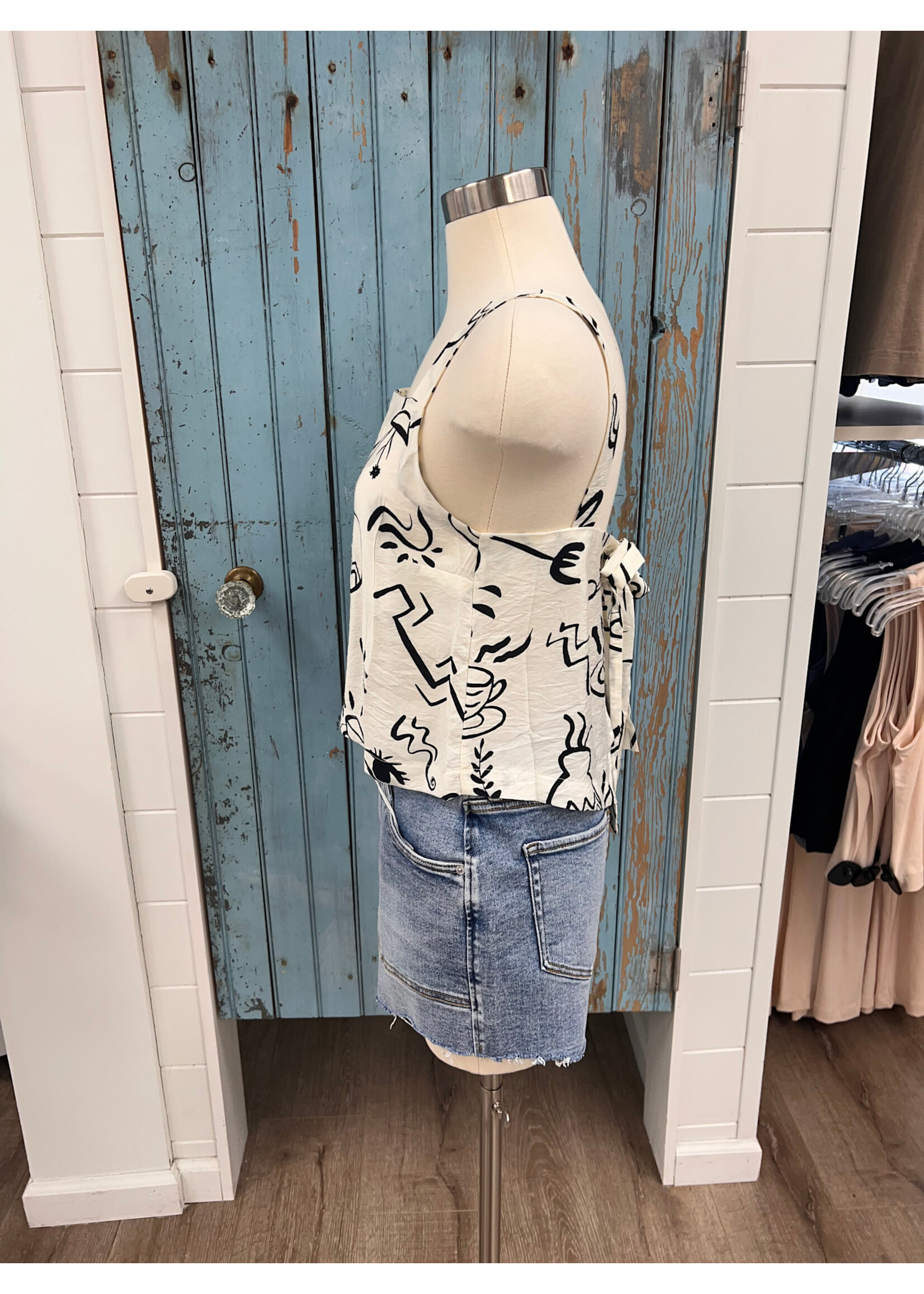 Blu Pepper BP Back Tie Woven Top