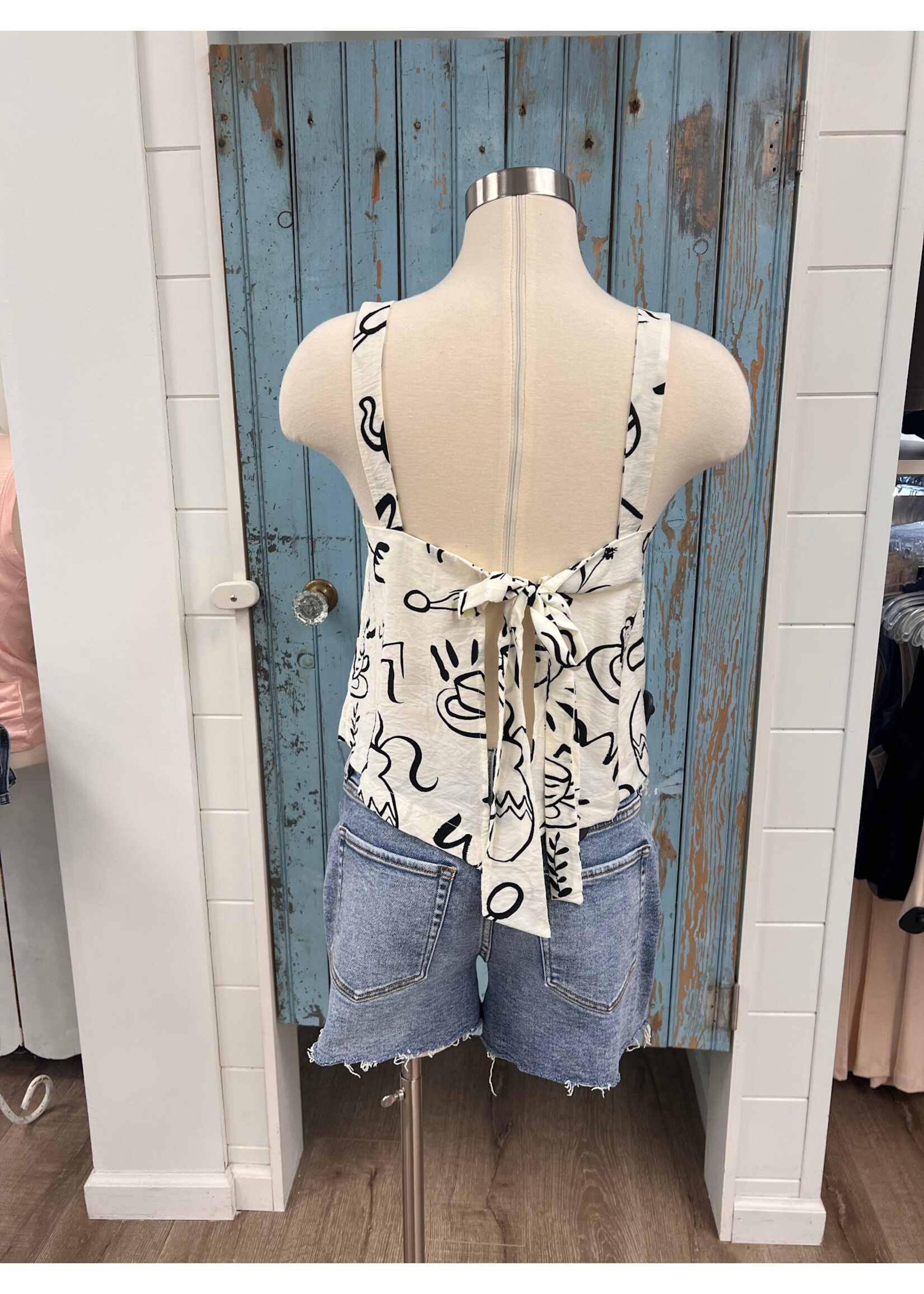 Blu Pepper BP Back Tie Woven Top