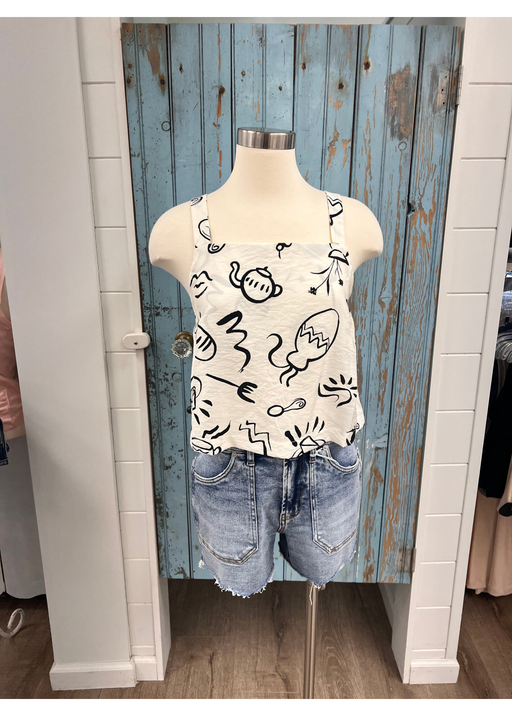 Blu Pepper BP Back Tie Woven Top