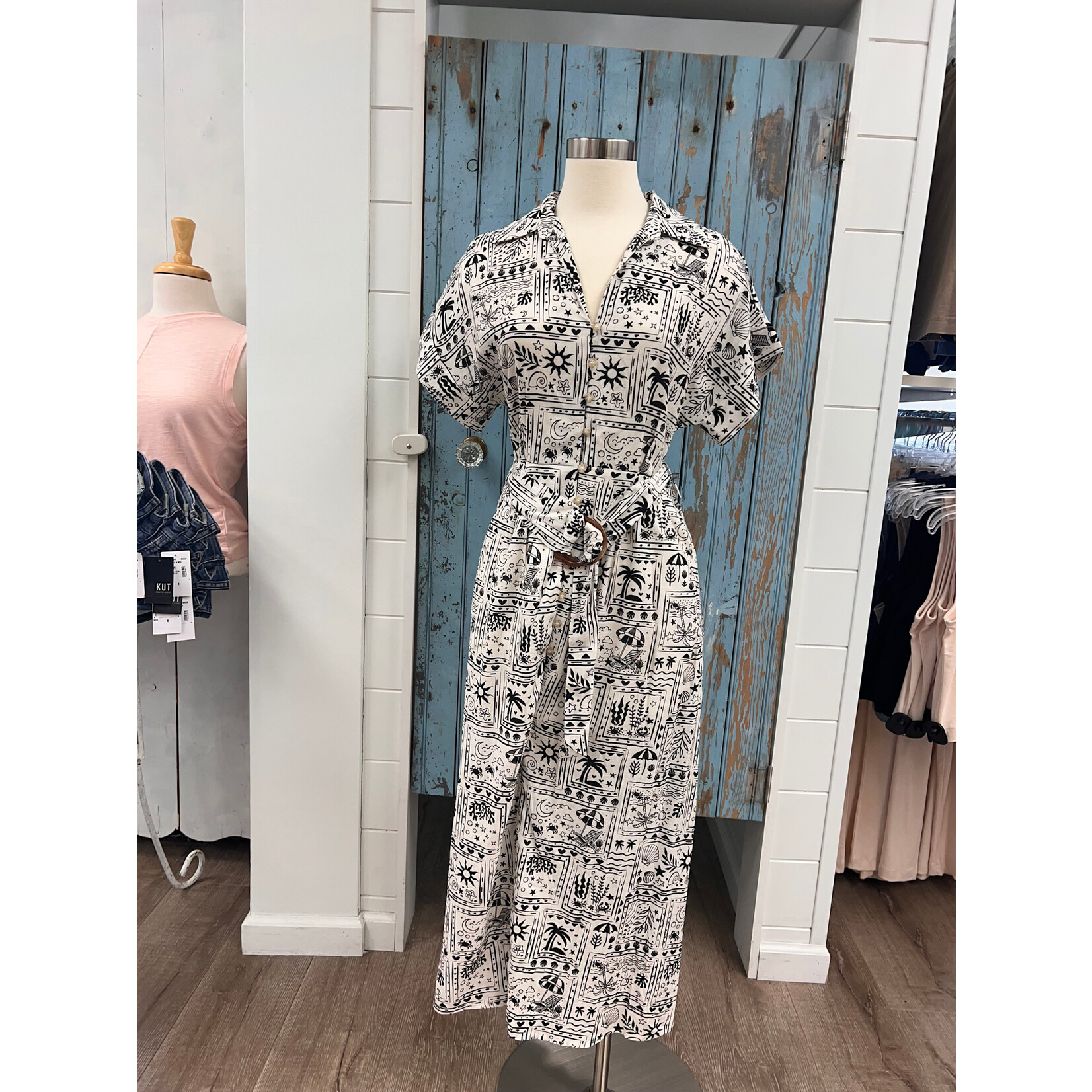 Fate F Button Front Midi Dress