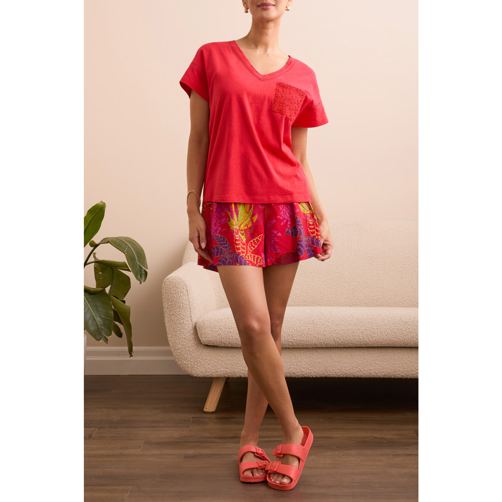 Tribal T Frill V-Neck Top