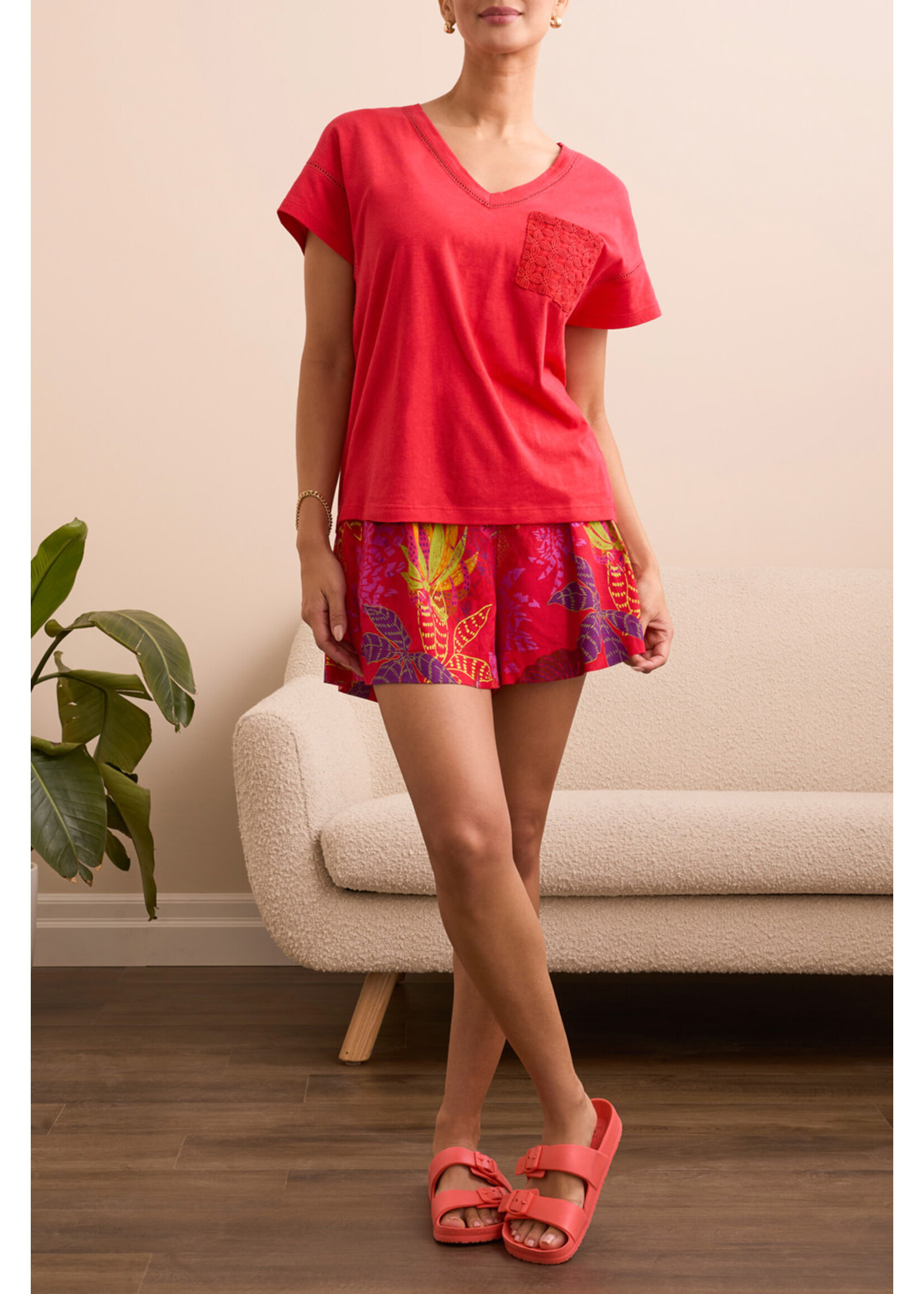 Tribal T Frill V-Neck Top