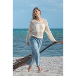 Tribal Beach Embroidery Crew Neck