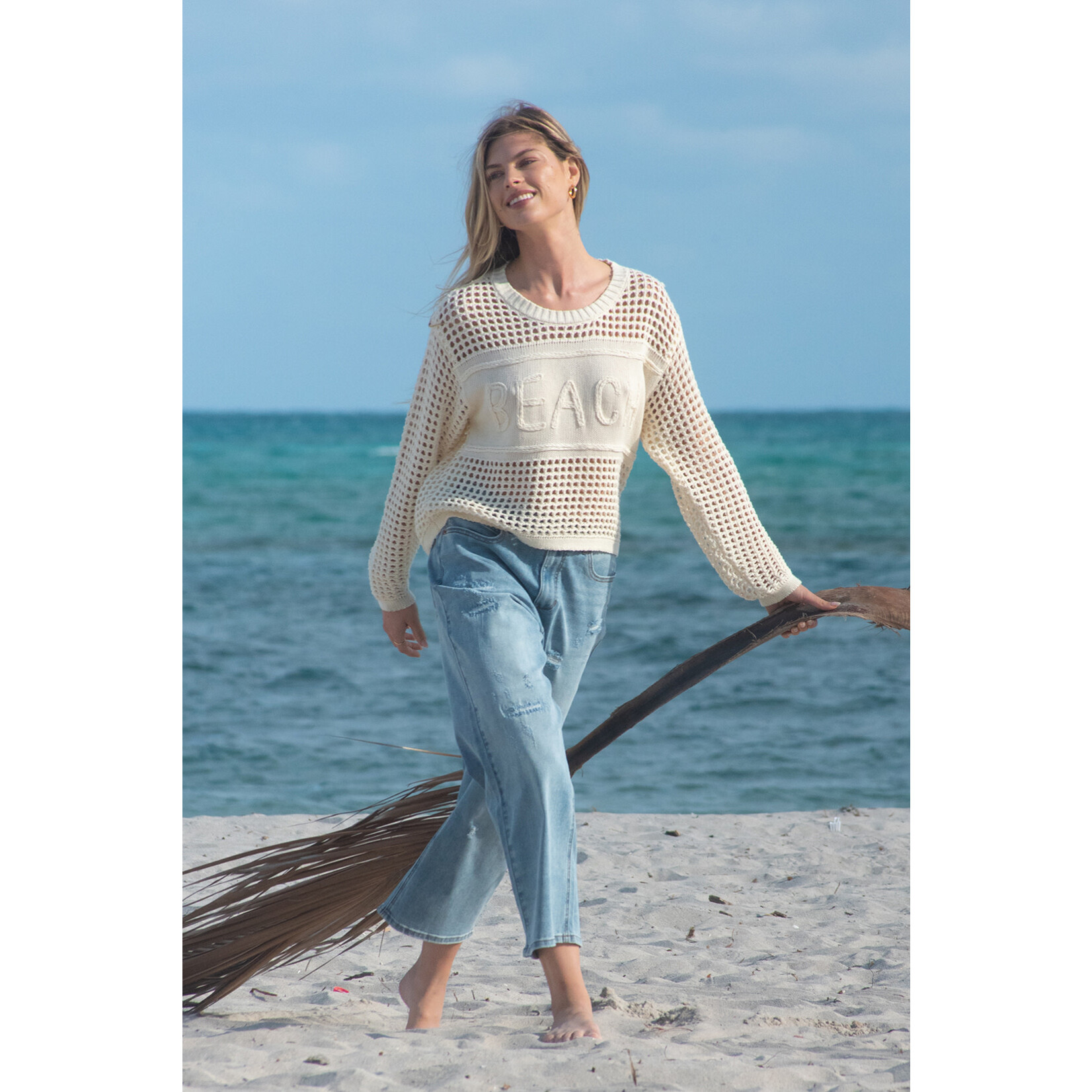 Tribal T Beach Embroidery Crew Neck