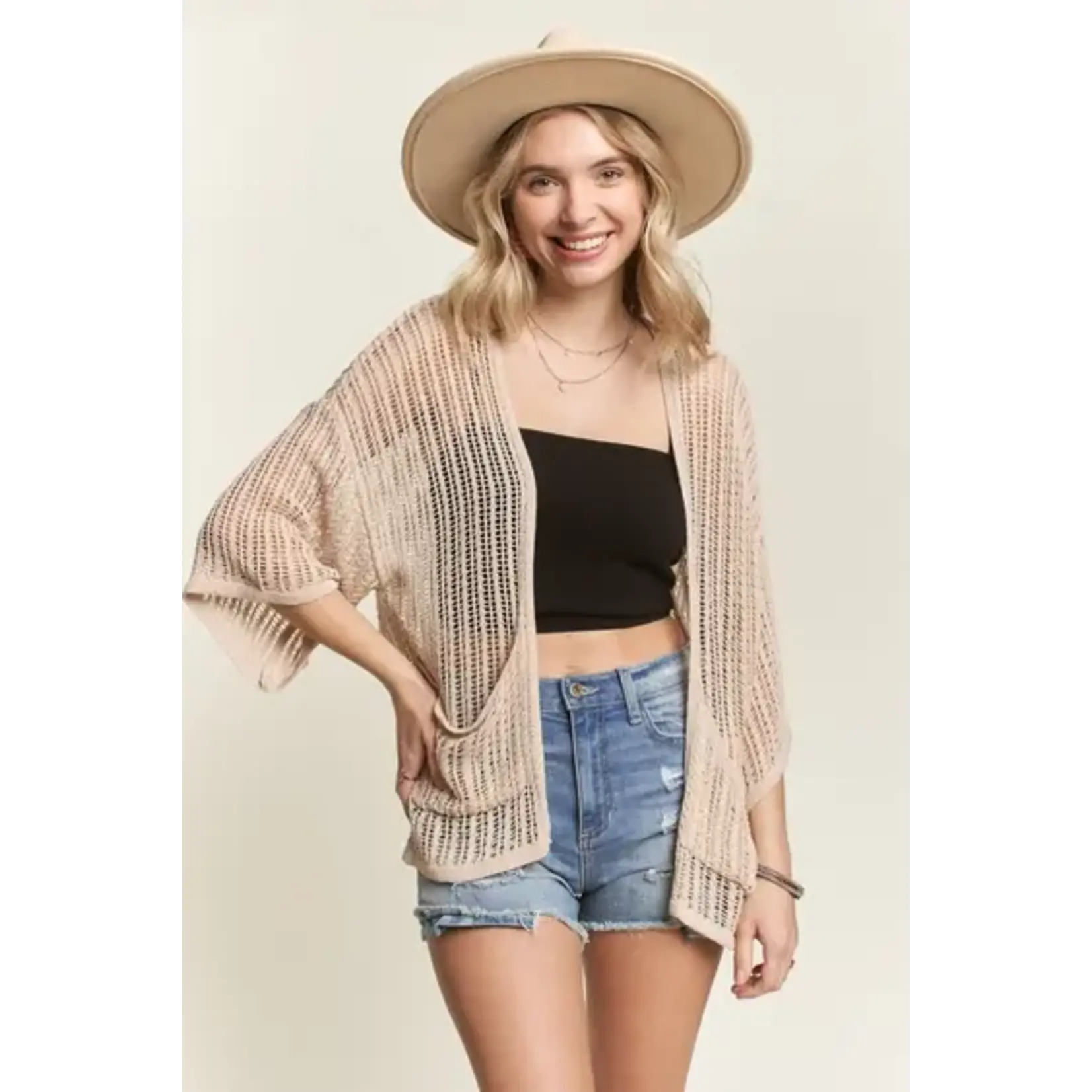 Madelyn M Fishnet Short Slv Cardi