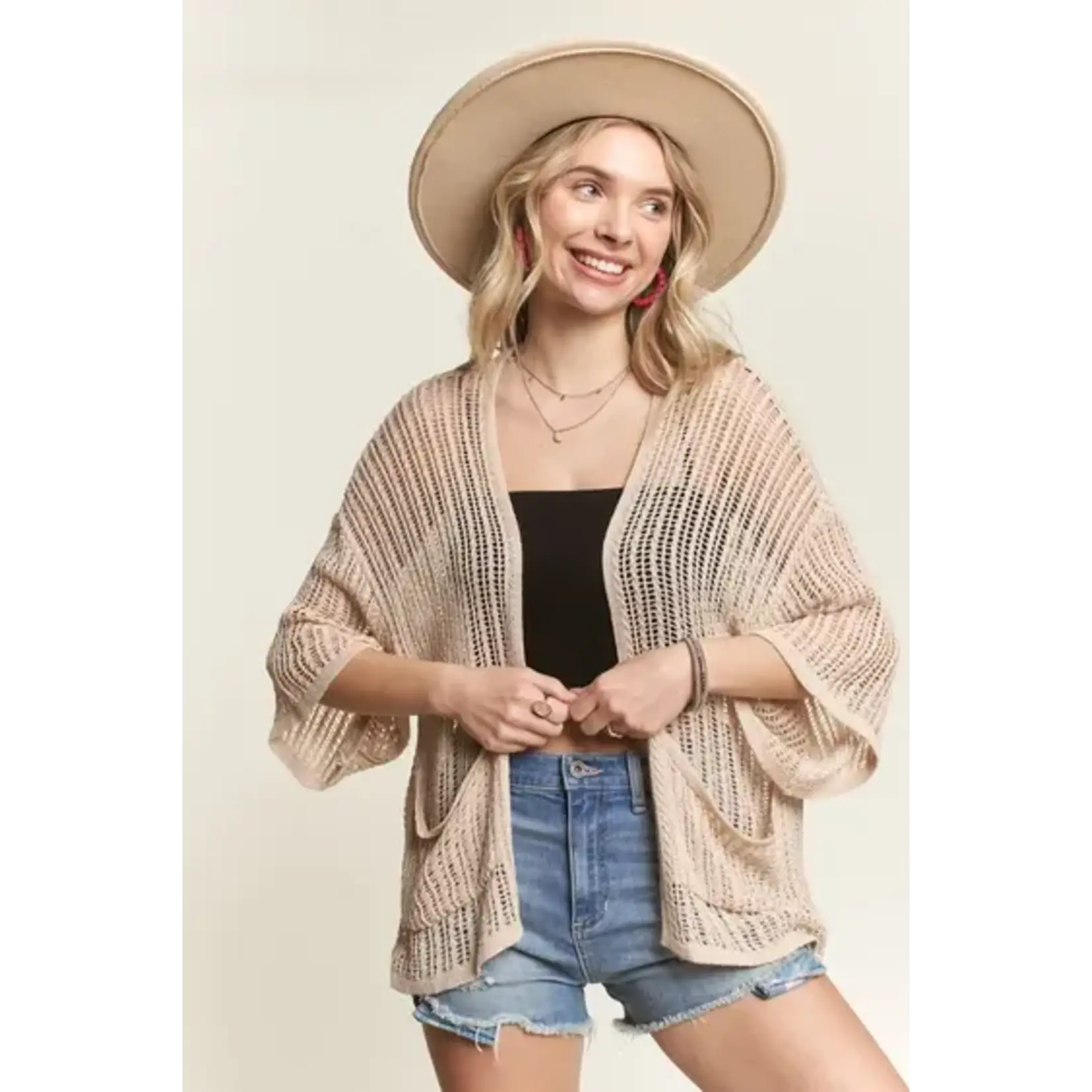 Madelyn M Fishnet Short Slv Cardi