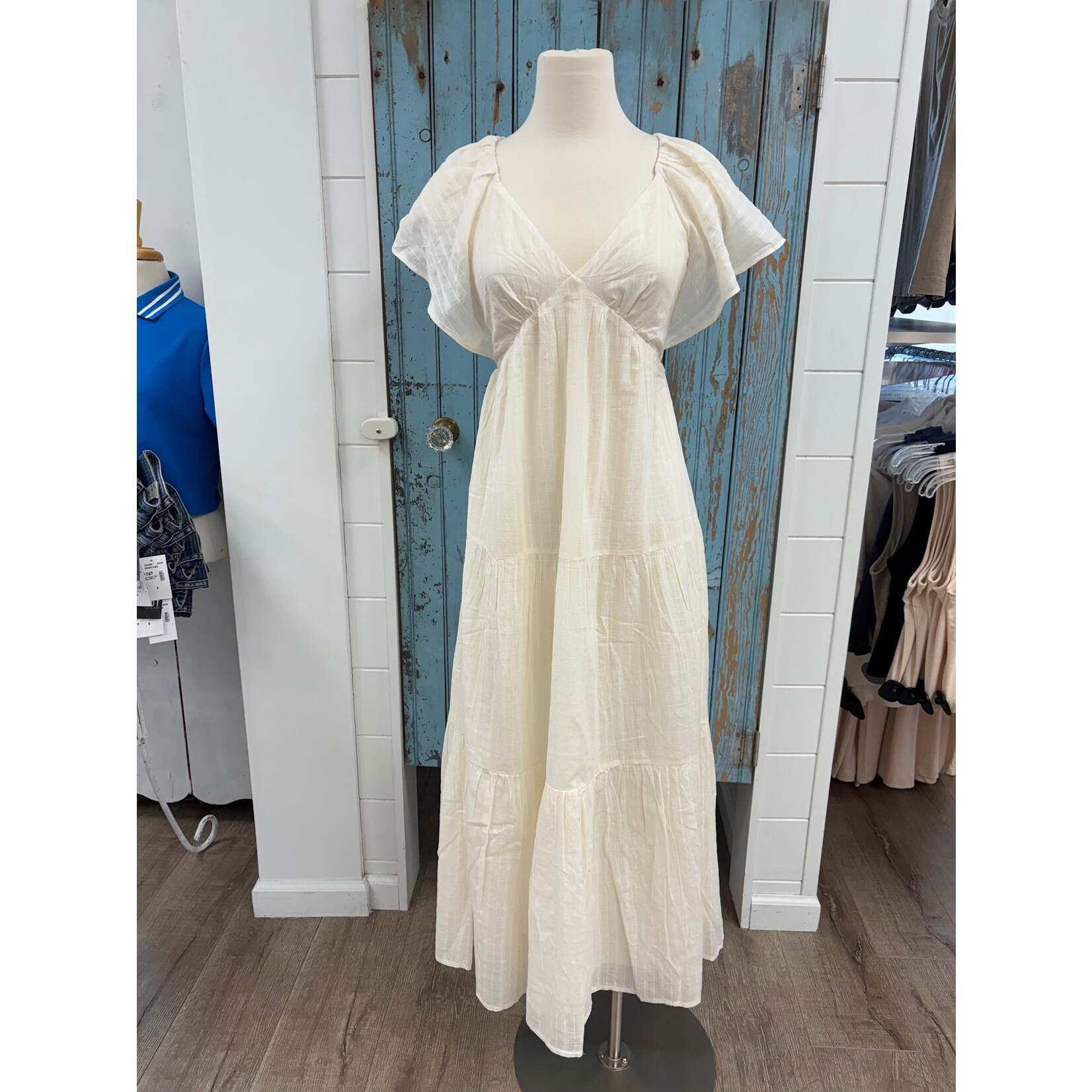 Sadie Sage SS Gathered Bodice Ties Midi Dress