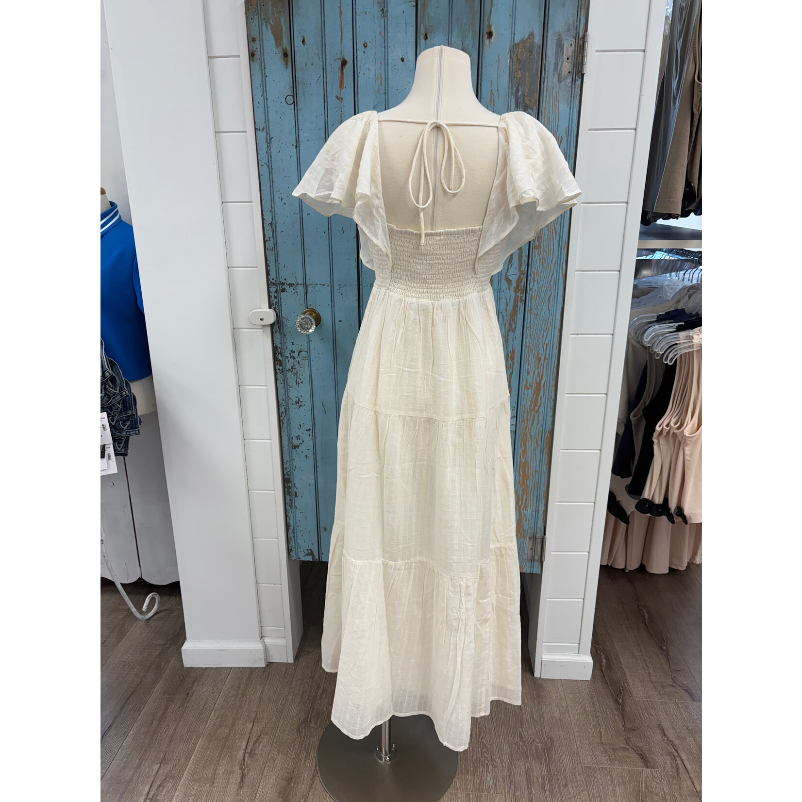 Sadie Sage SS Gathered Bodice Ties Midi Dress
