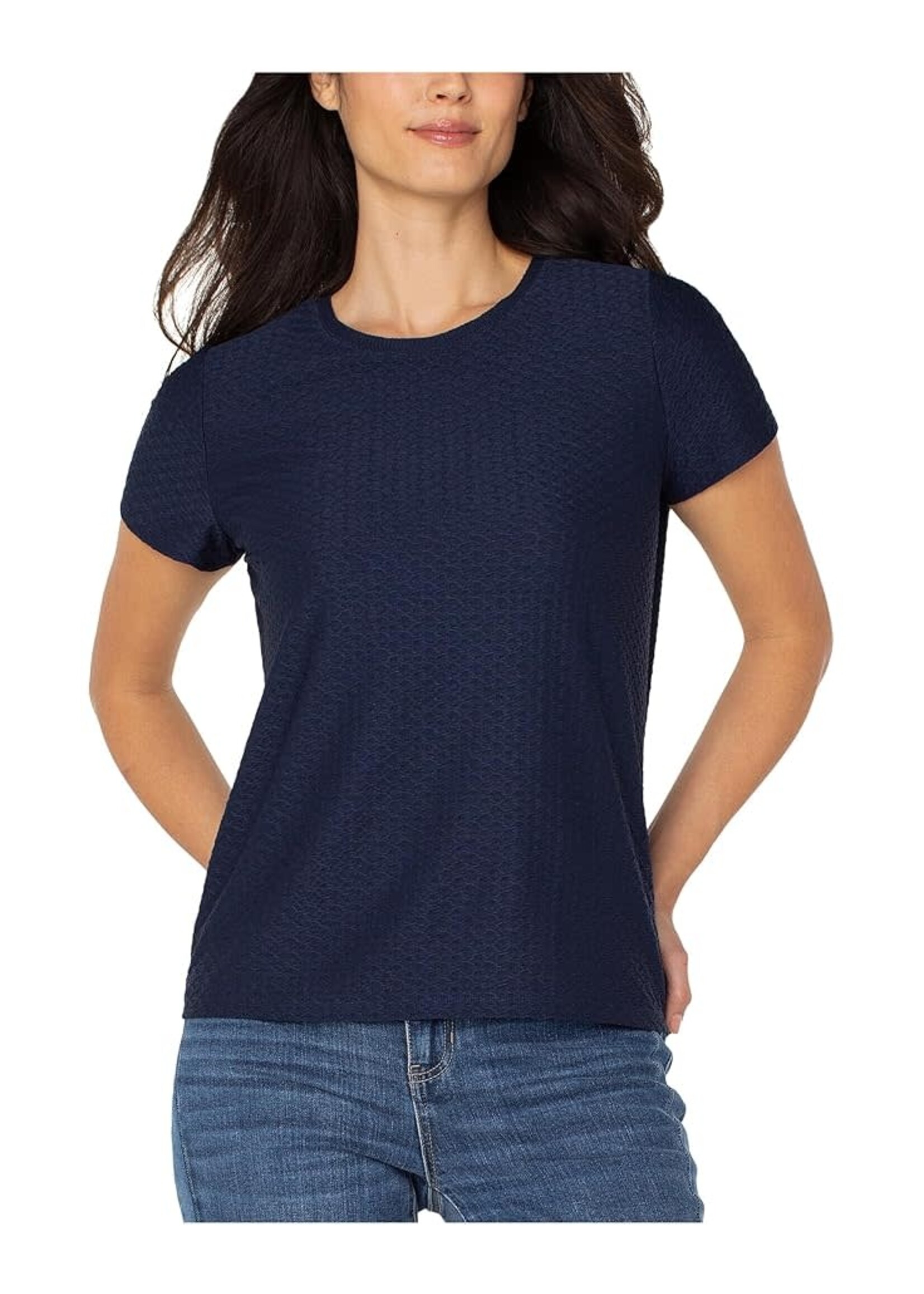 Liverpool LP Short Slv w/ Rib Trim