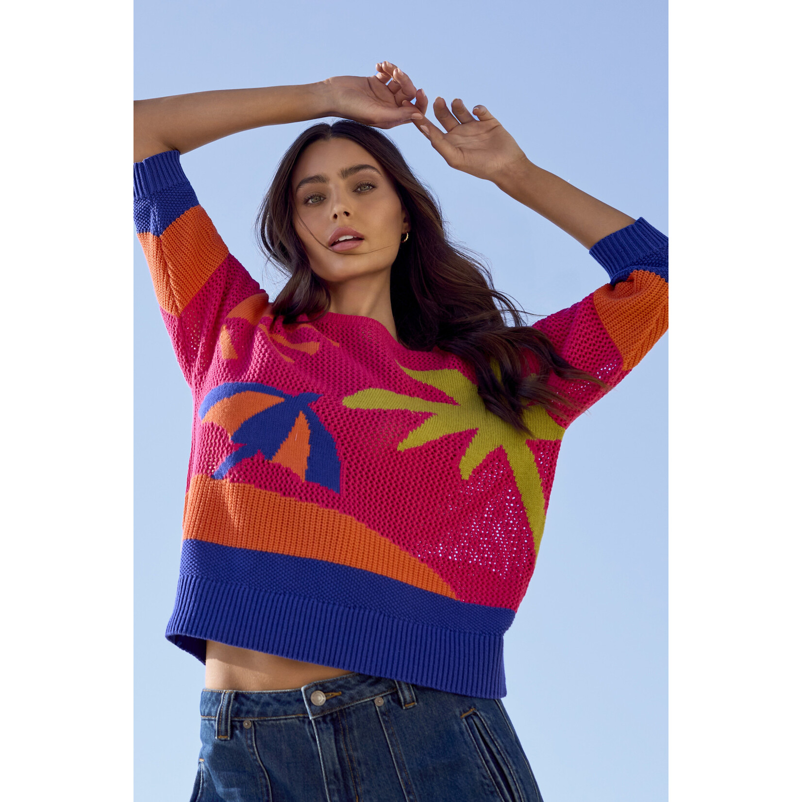 Tribal T Bright Pink Beach Sweater