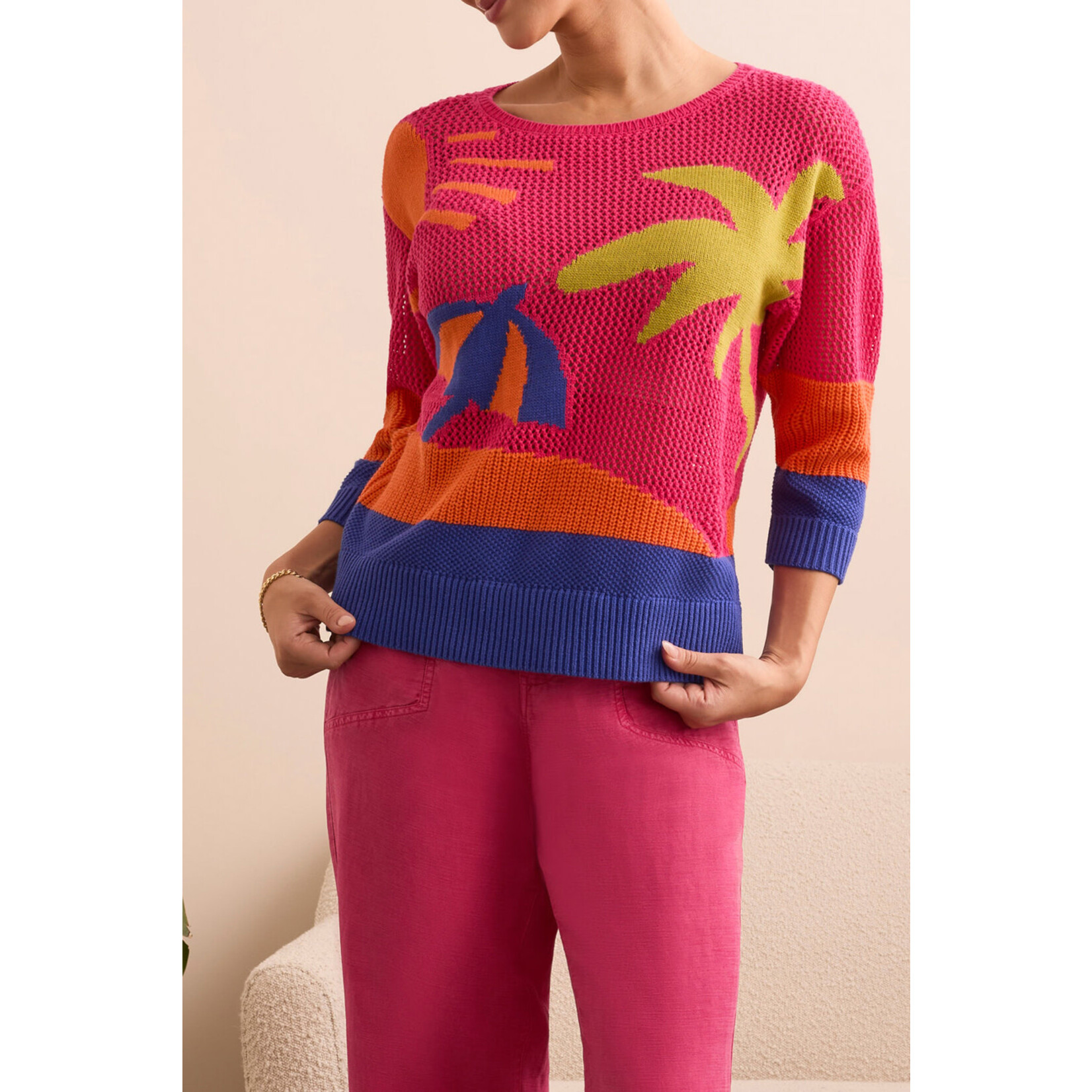 Tribal T Bright Pink Beach Sweater