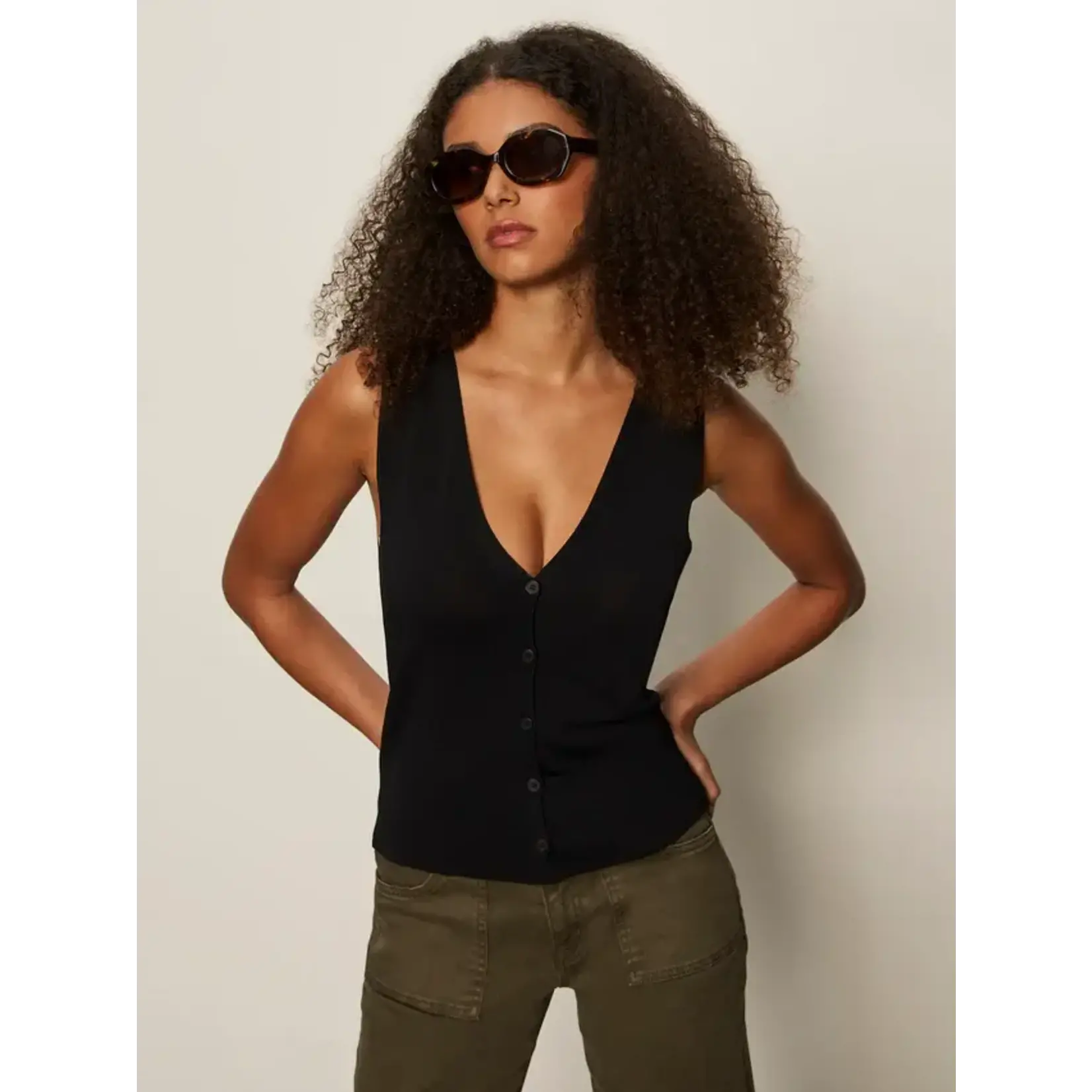 Sanctuary S Knitted Button Front Top