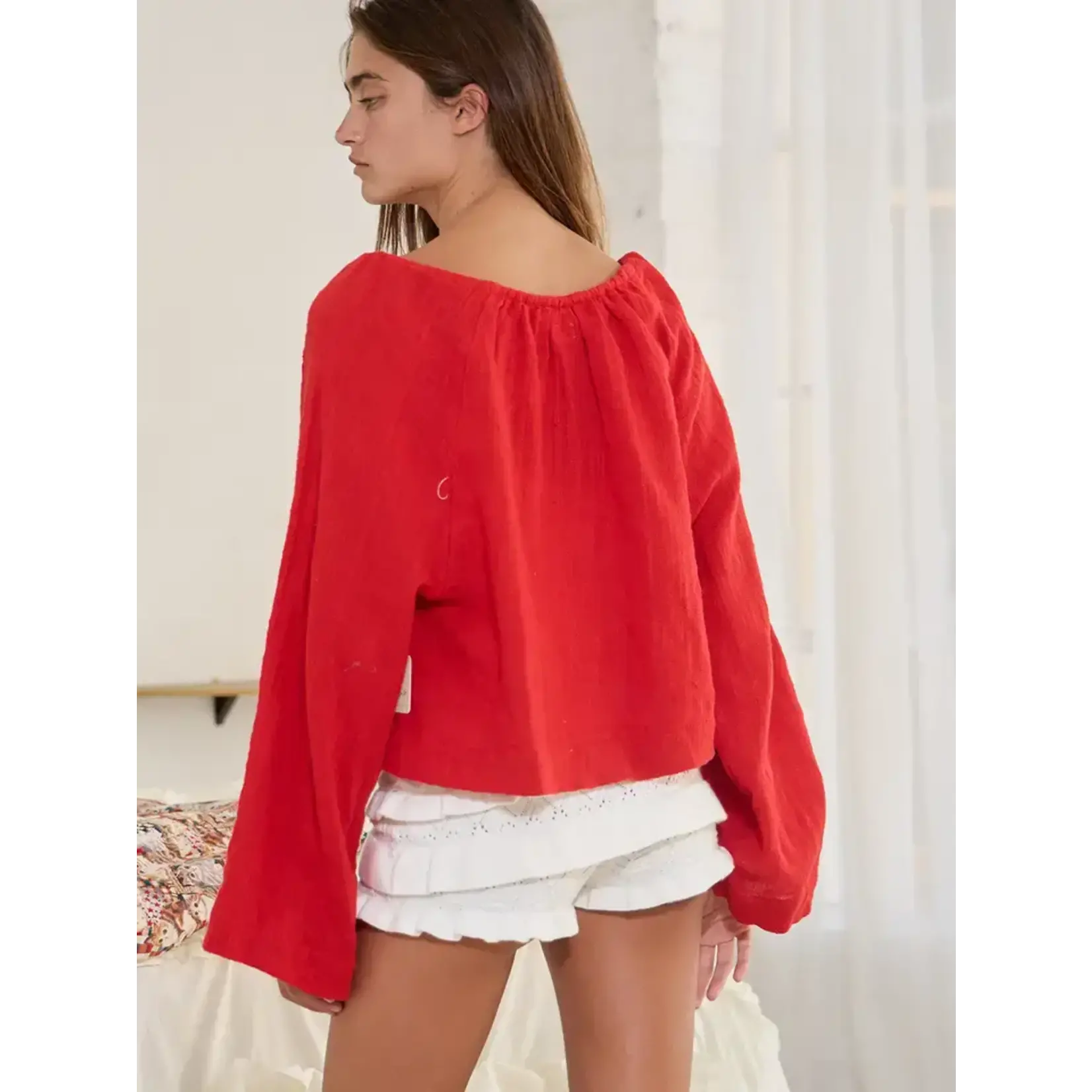 BUCKETLIST BL Tie Front Blouse