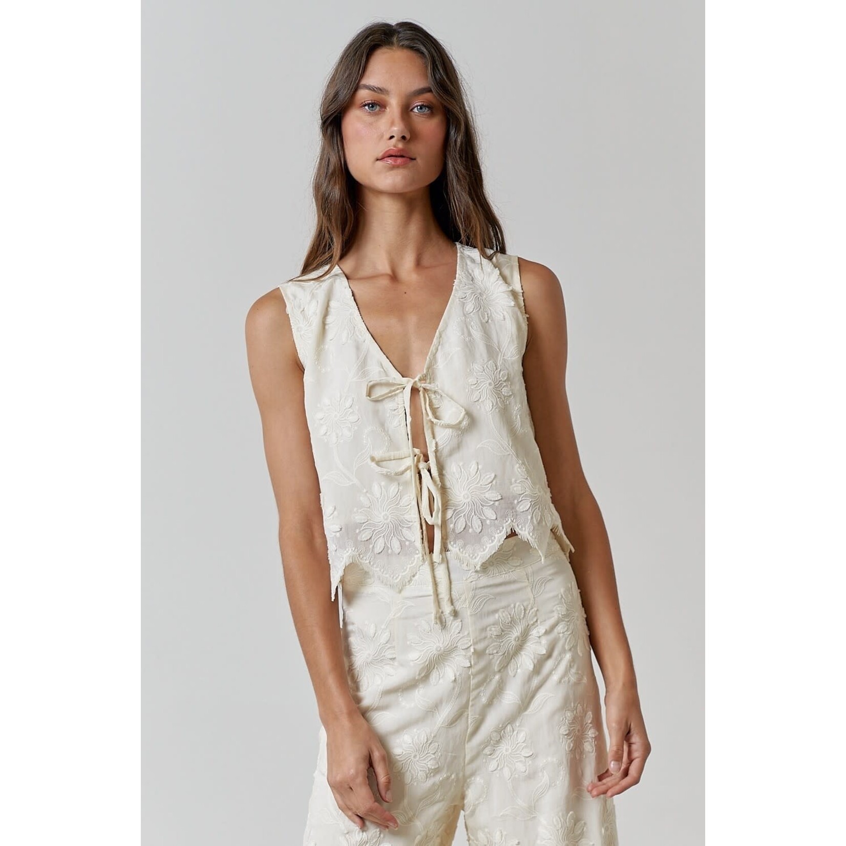 LaLavon LaLavon Slvless Front Tie Top