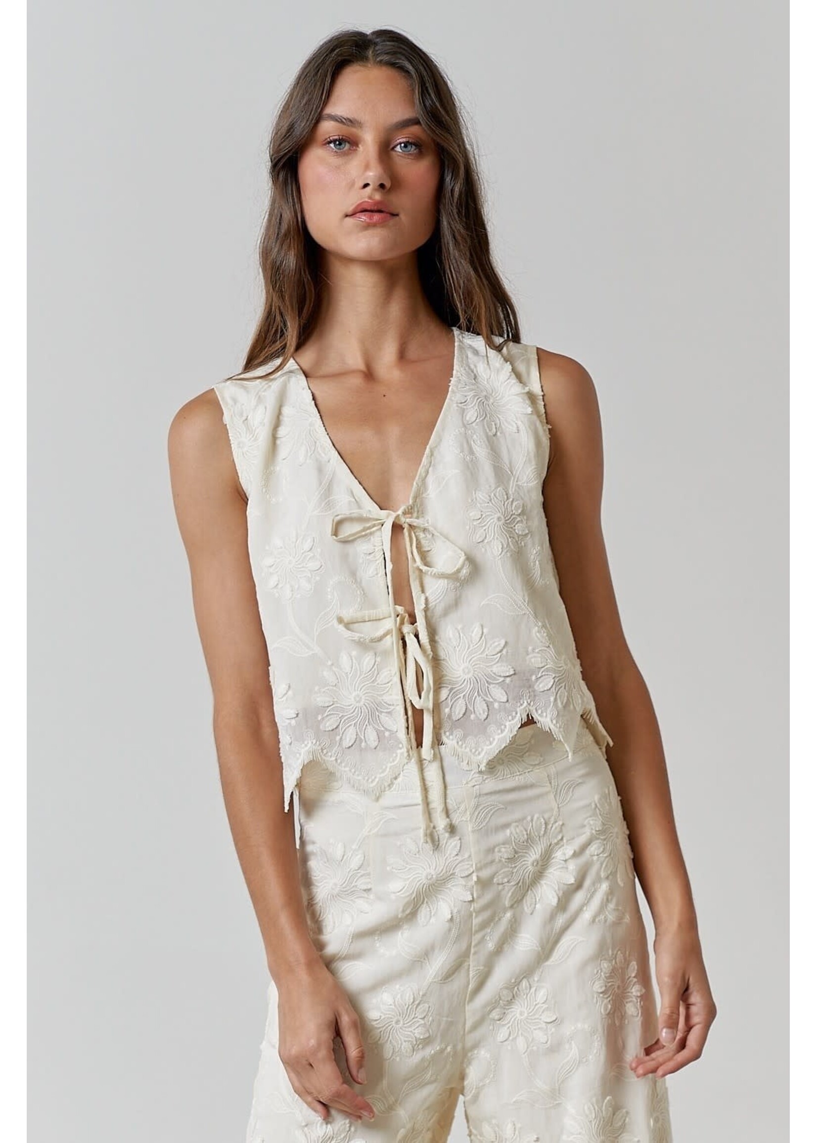 LaLavon LaLavon Slvless Front Tie Top